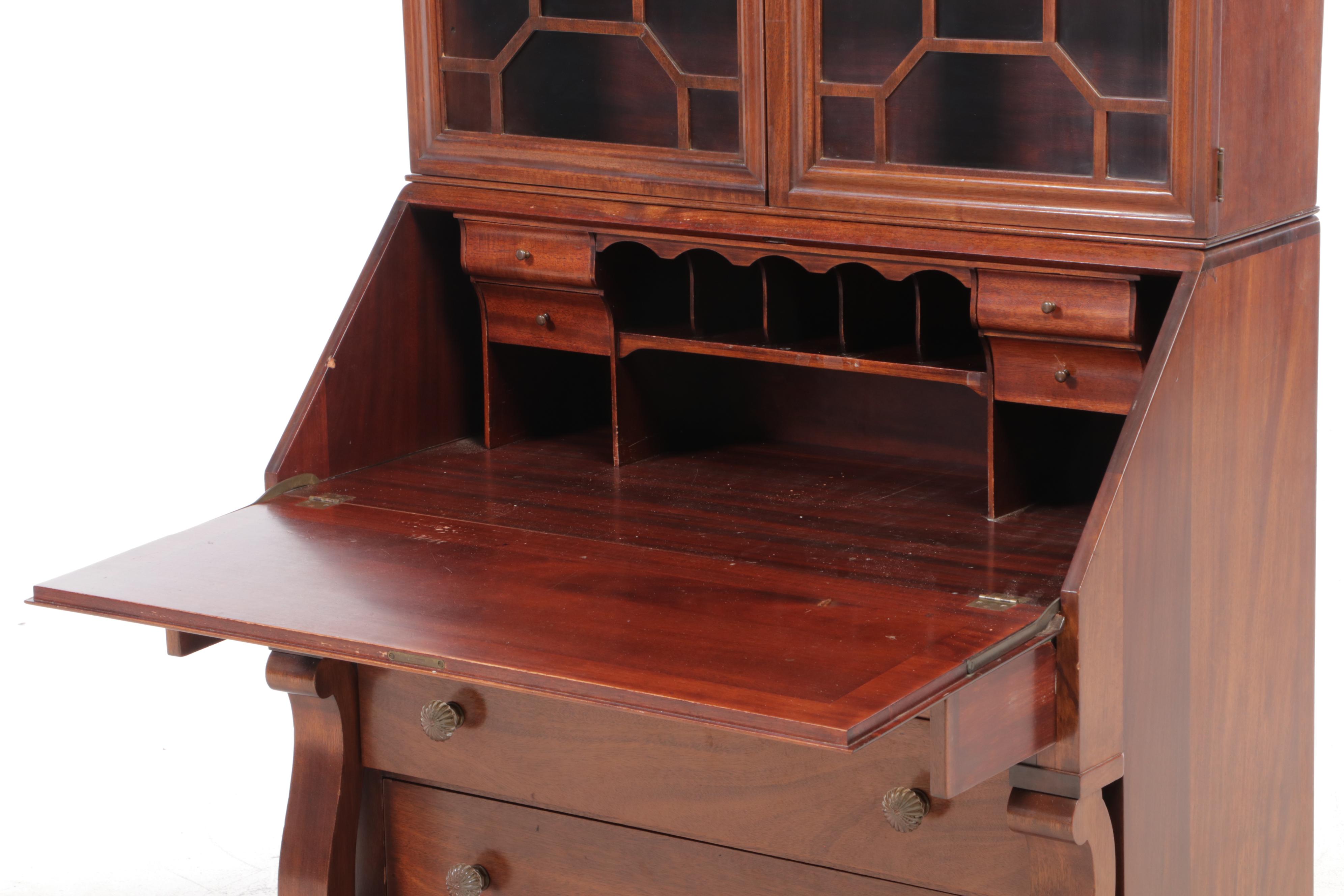 American Empire Revival Mahogany Secretary Bookcase, Early 20th Century
