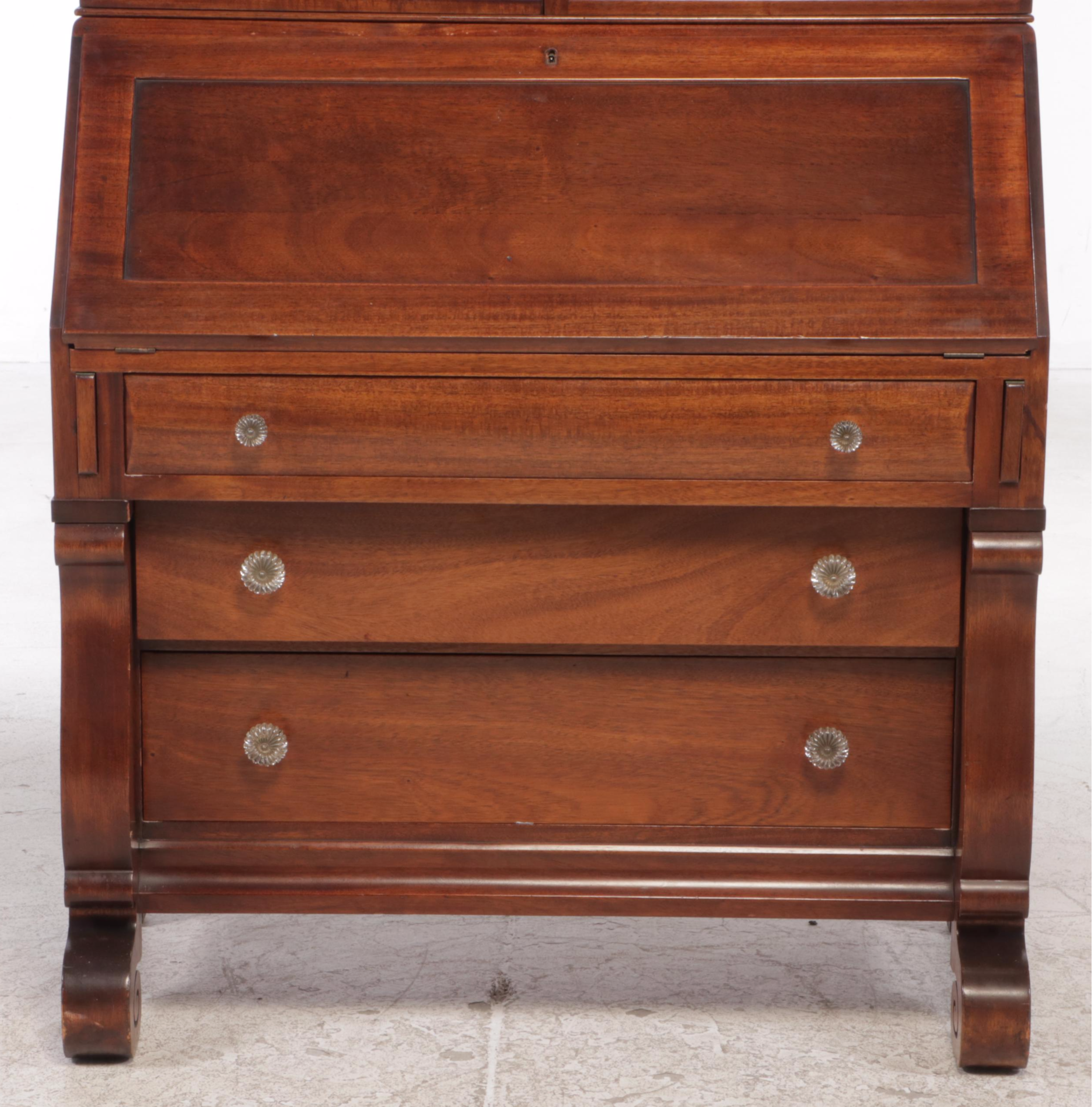 American Empire Revival Mahogany Secretary Bookcase, Early 20th Century