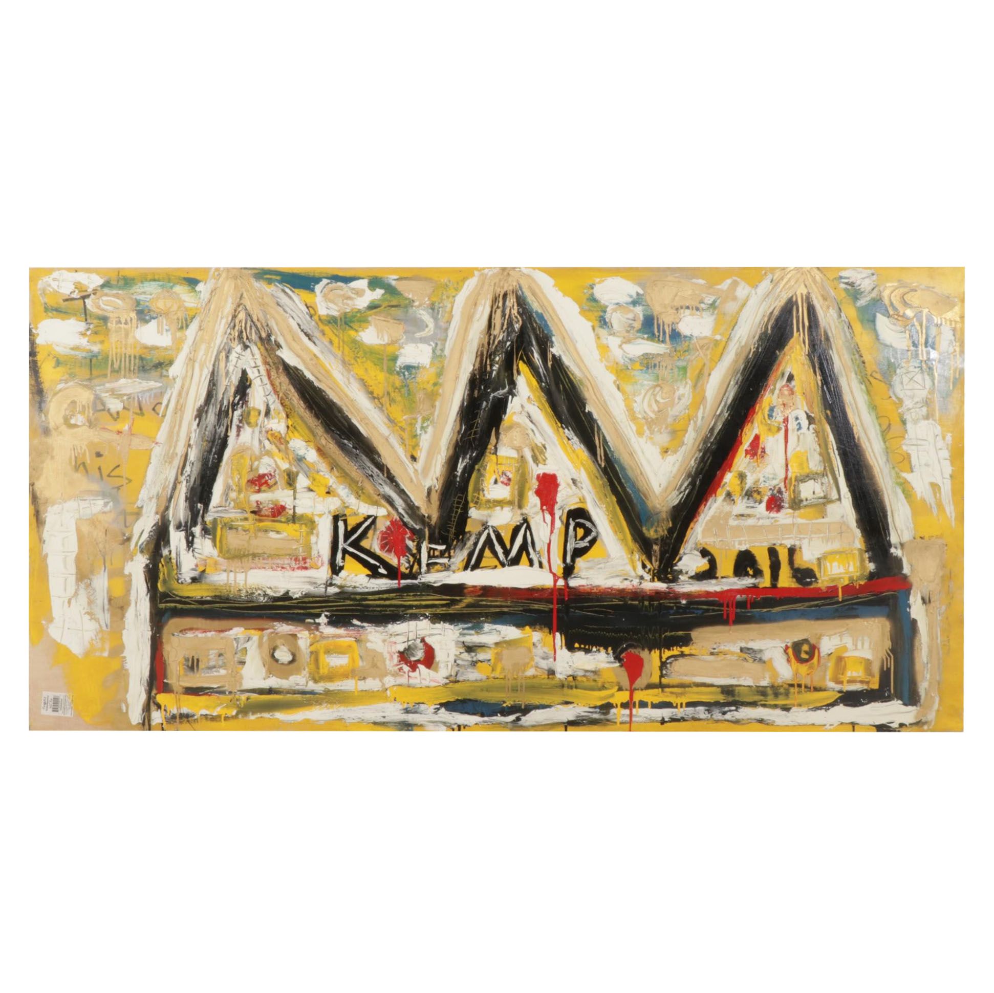 Anthony Eve Kemp Large-Scale Outsider Art Acrylic Painting, 2016