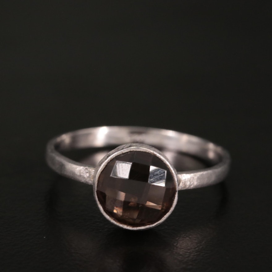 Sterling Round Smoky Quartz Ring