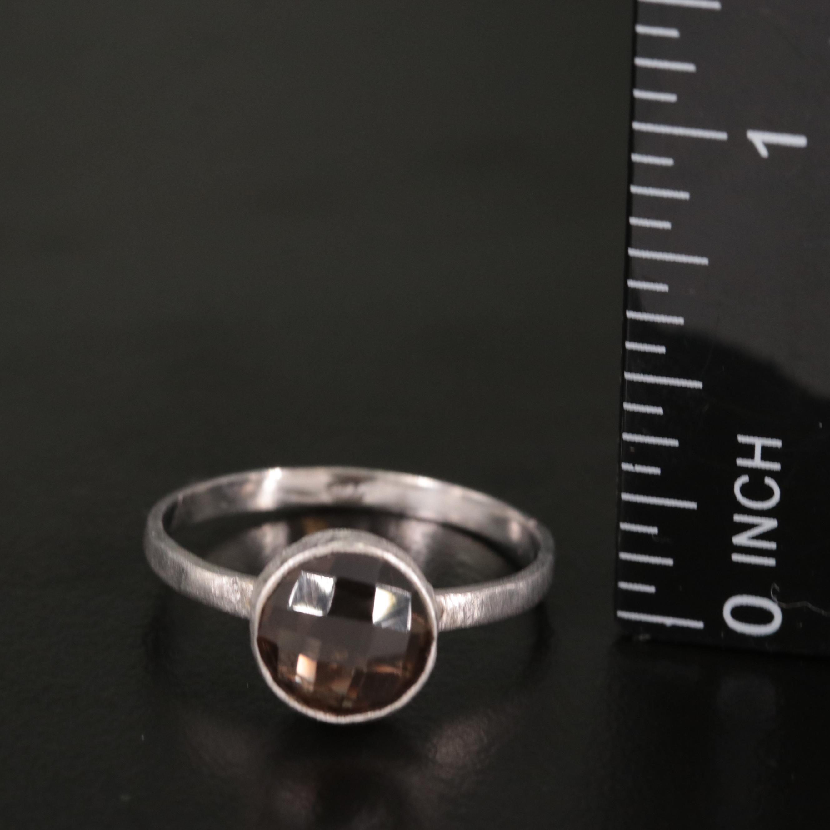 Sterling Round Smoky Quartz Ring