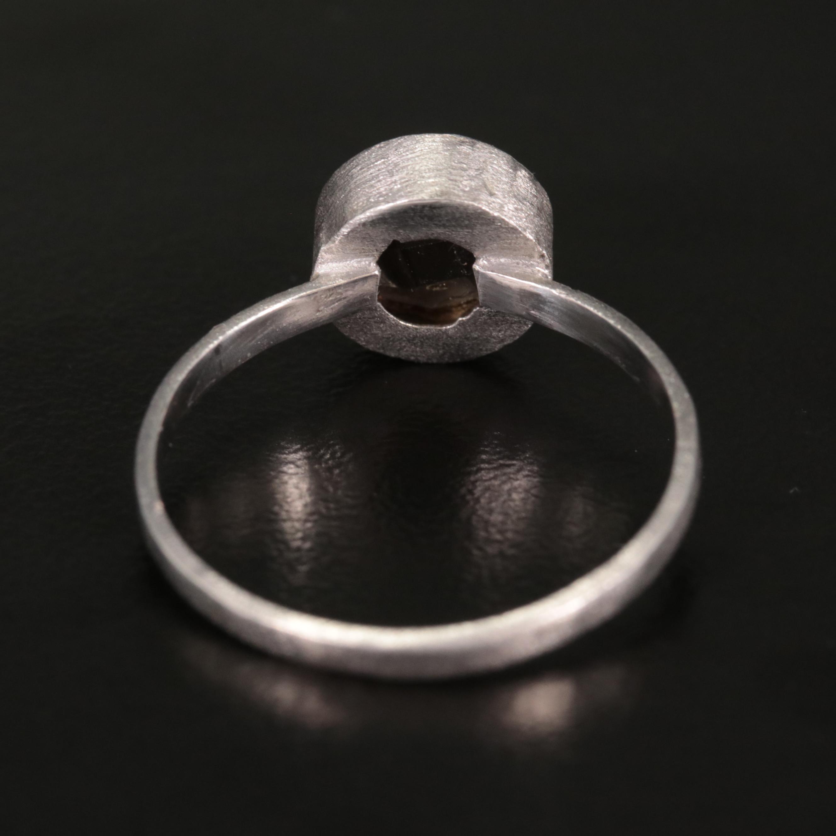 Sterling Round Smoky Quartz Ring
