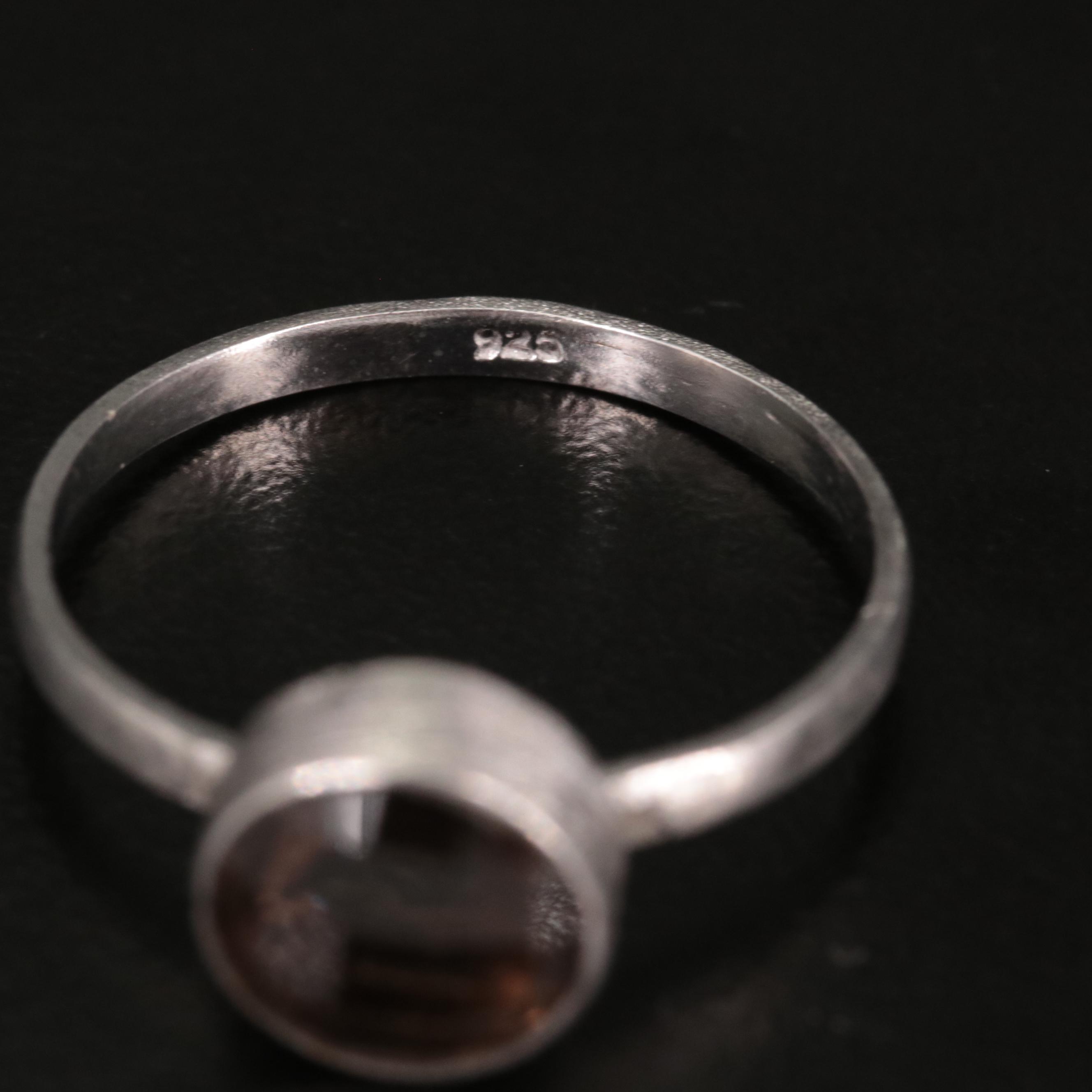 Sterling Round Smoky Quartz Ring