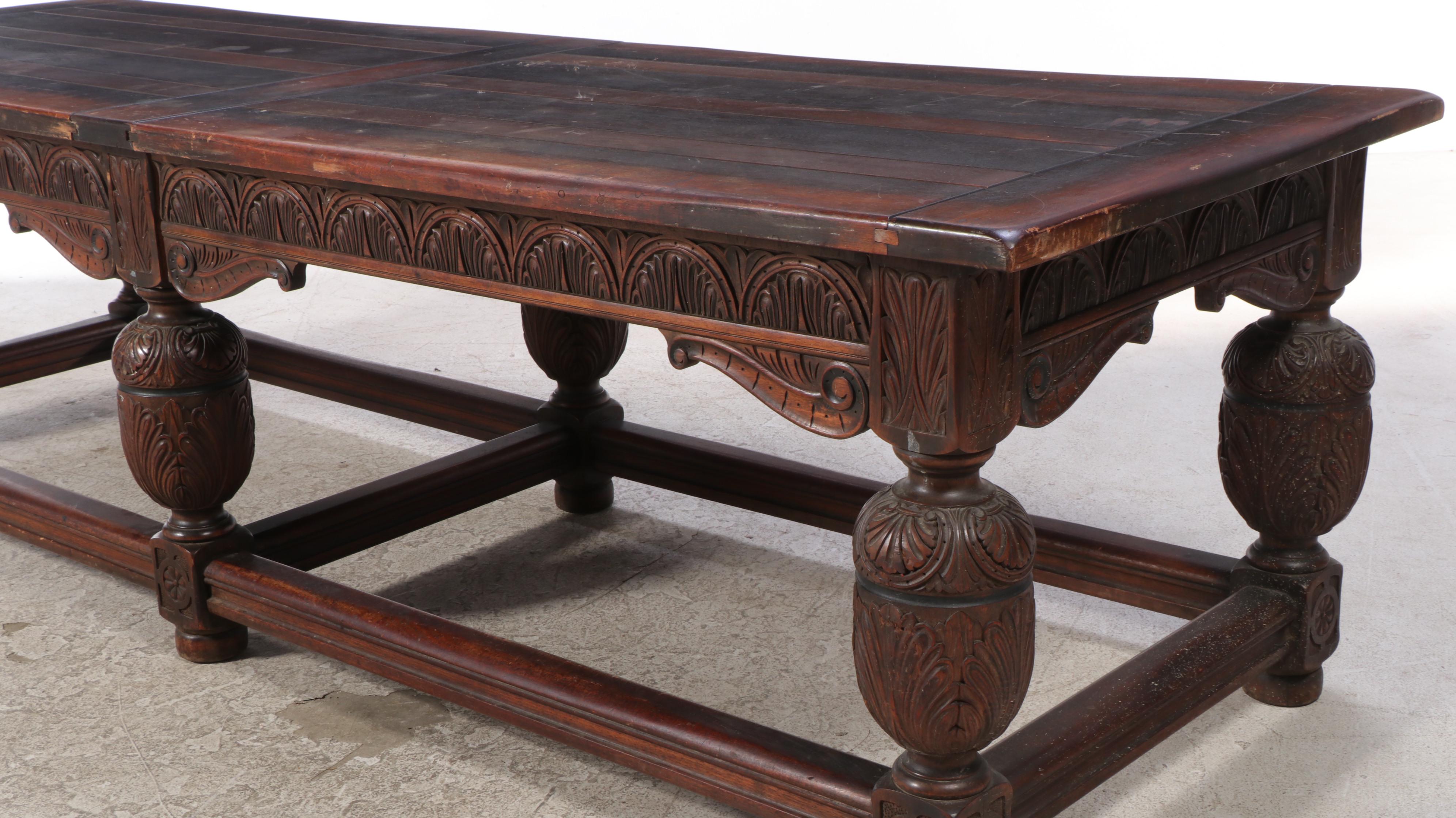 Jacobean Revival Oak Refectory Table, Early 20th Century