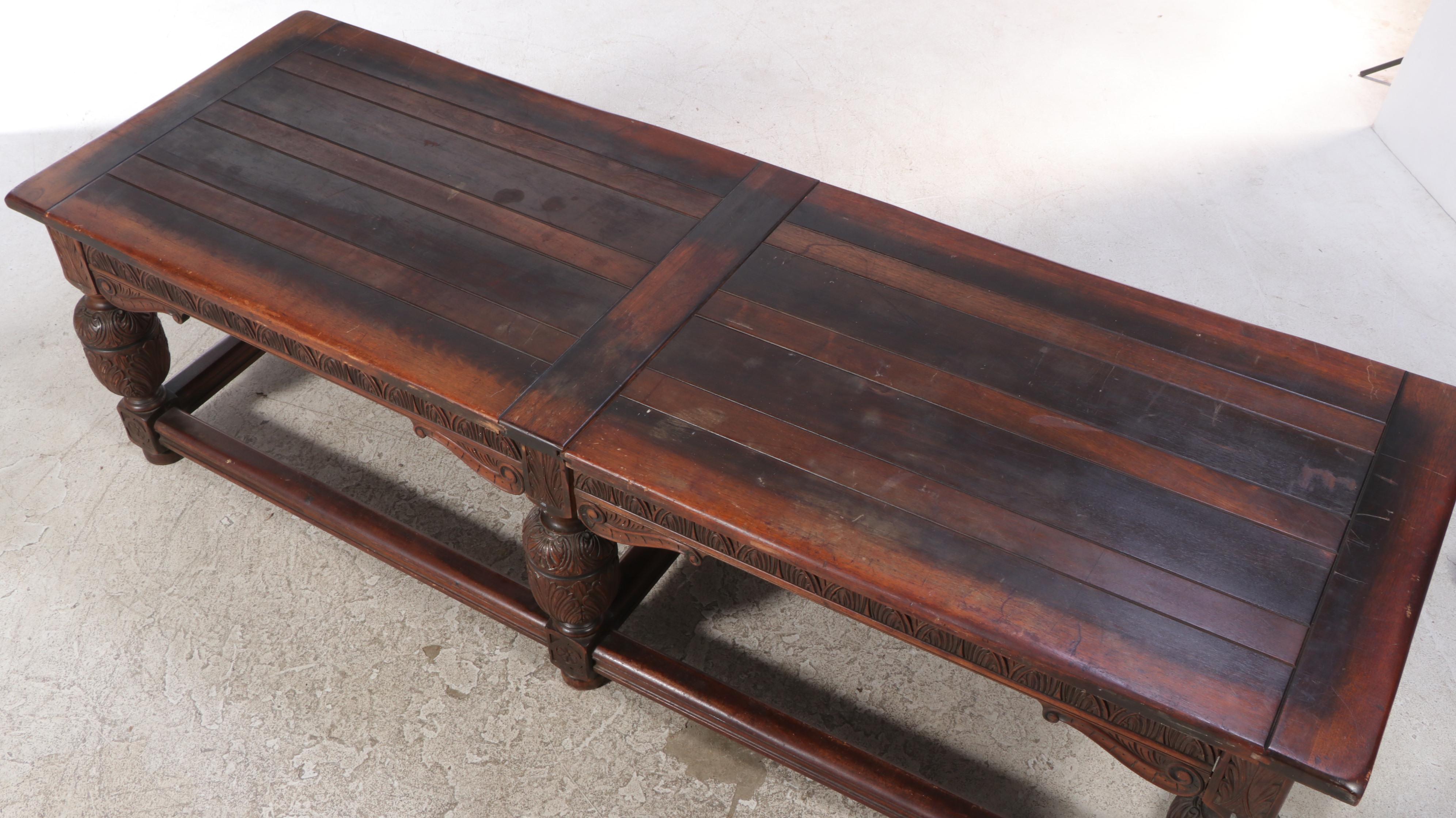 Jacobean Revival Oak Refectory Table, Early 20th Century