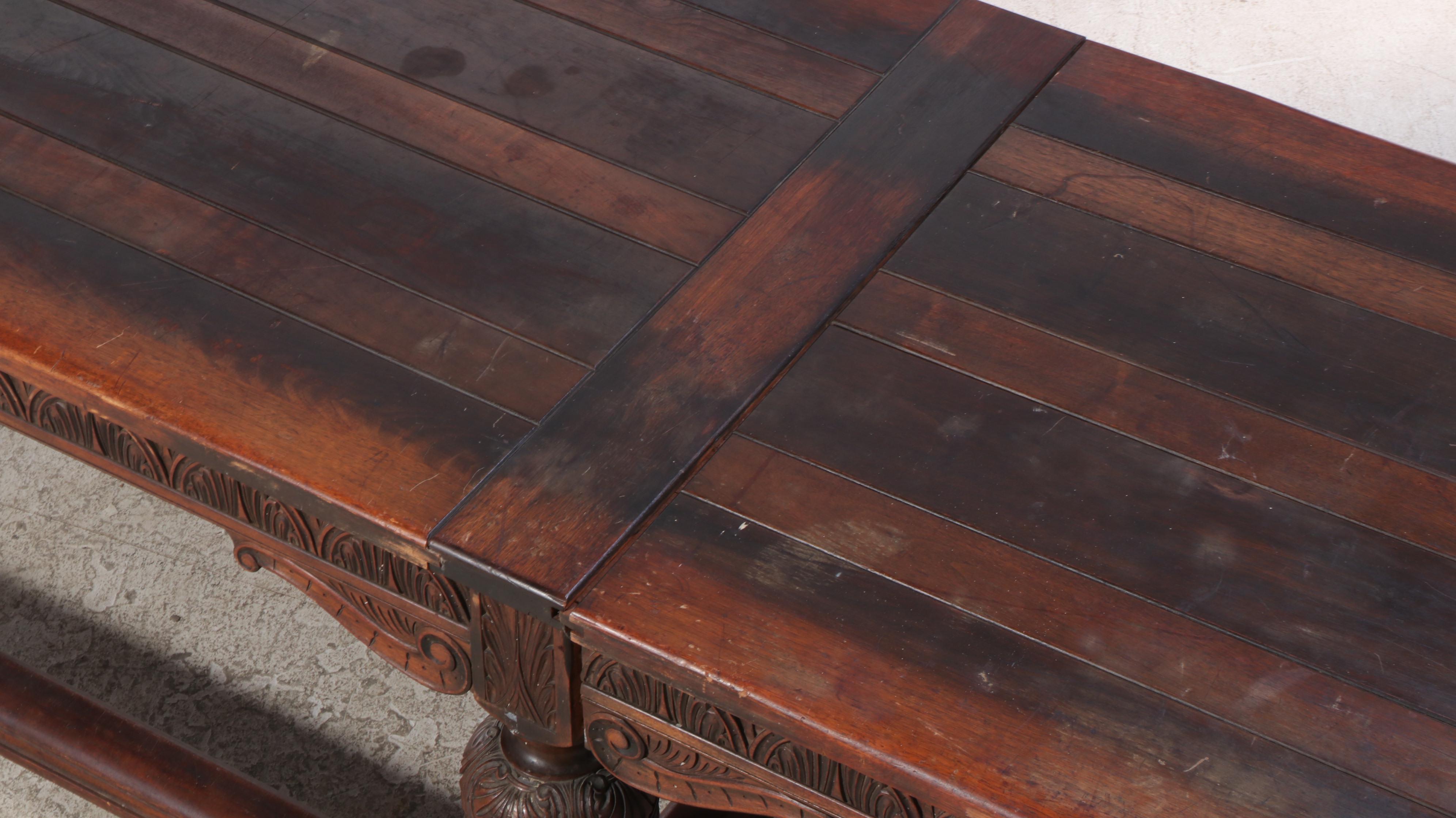 Jacobean Revival Oak Refectory Table, Early 20th Century