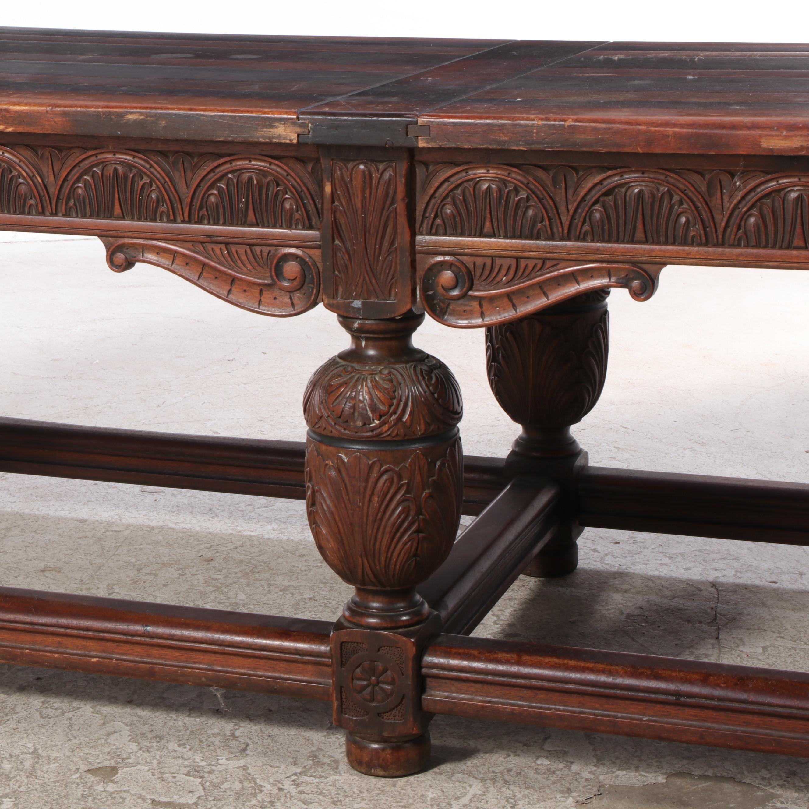 Jacobean Revival Oak Refectory Table, Early 20th Century