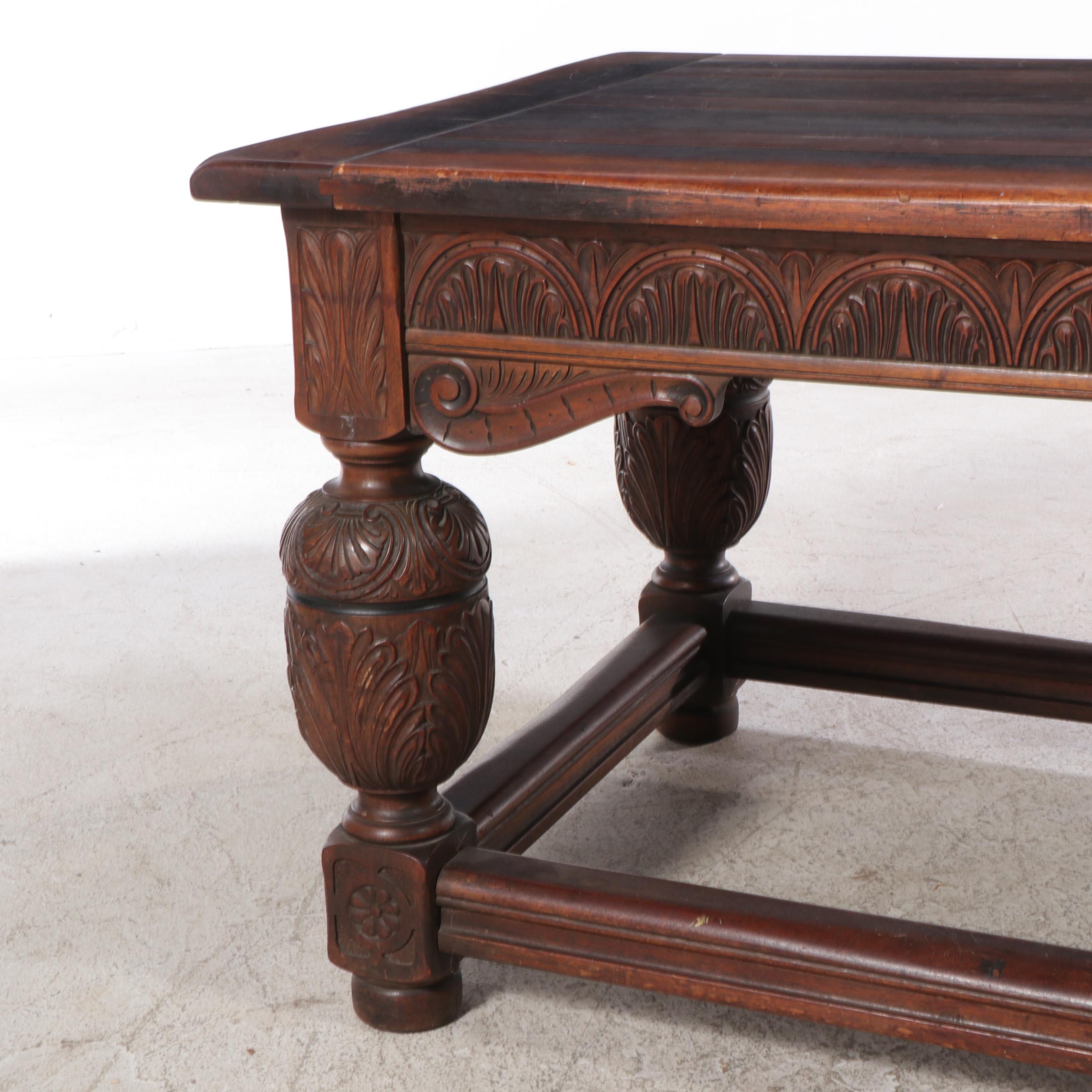Jacobean Revival Oak Refectory Table, Early 20th Century