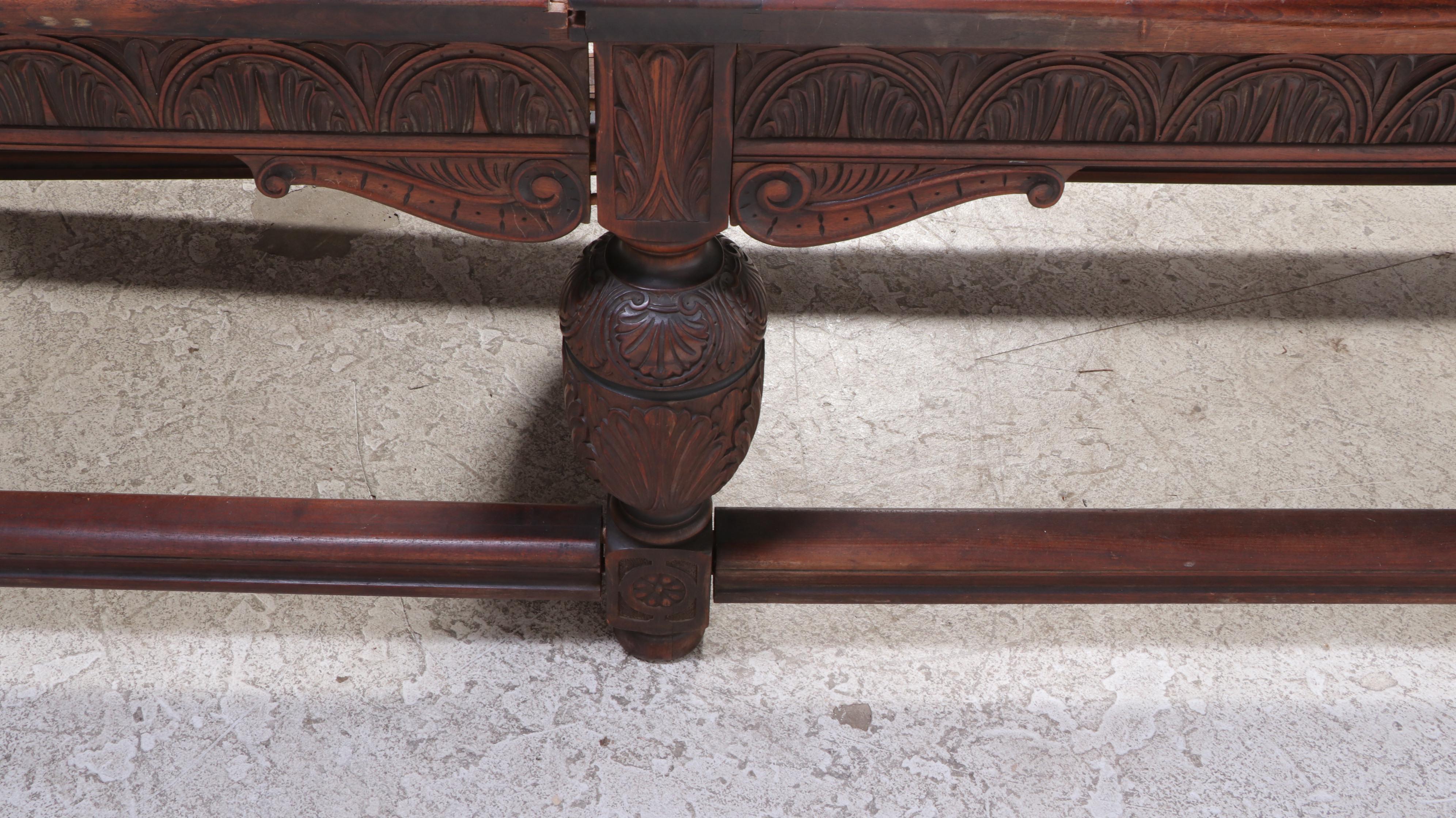 Jacobean Revival Oak Refectory Table, Early 20th Century