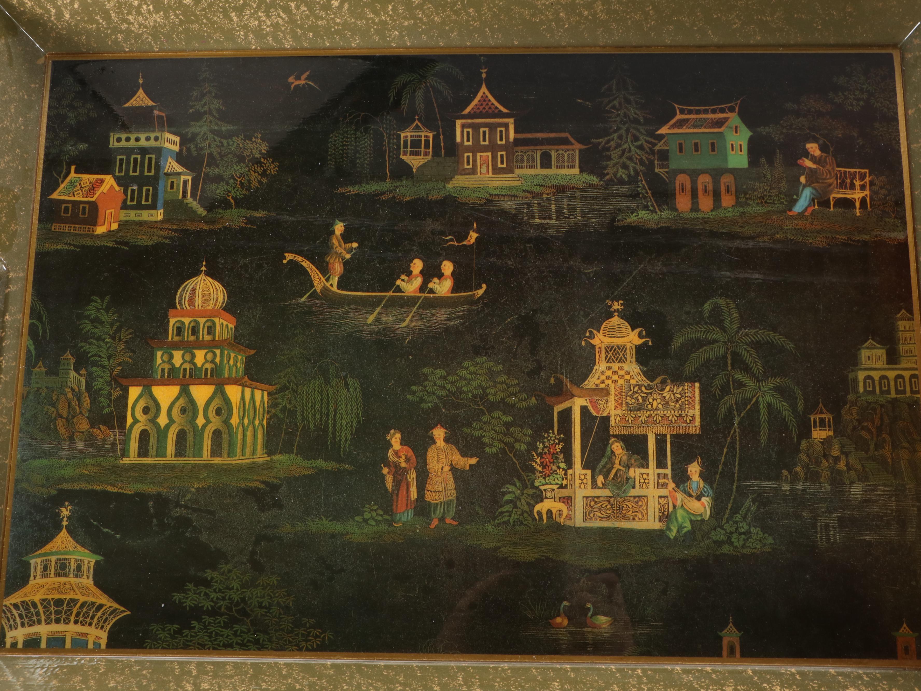 Cynthia Corey for Saks Fifth Avenue Tray and Other Chinoiserie Tray on Stand