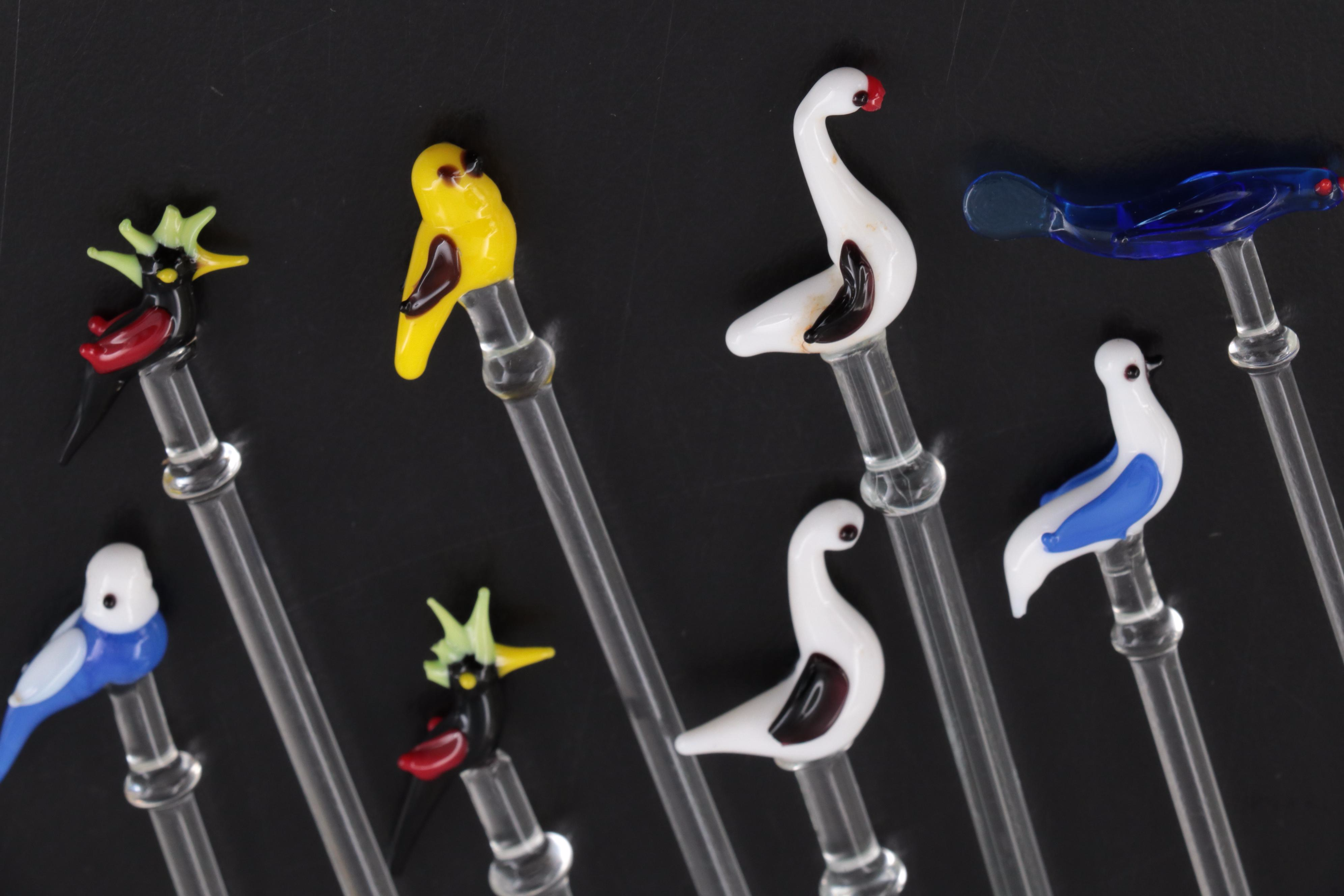 Blown Glass Cocktail Stirrers with Van Gogh Absente Spoon