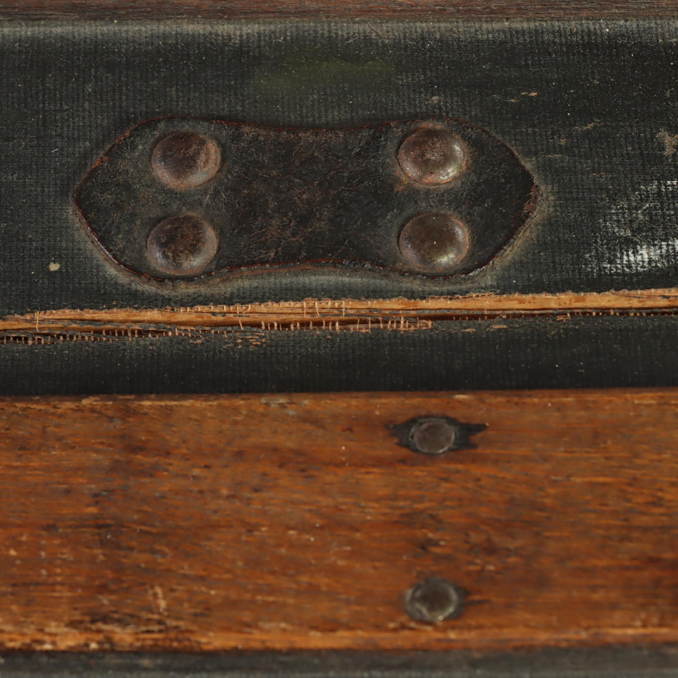Late Victorian Metal-Mounted, Canvas-Lined, & Slatted Ash Flat Top Steamer Trunk