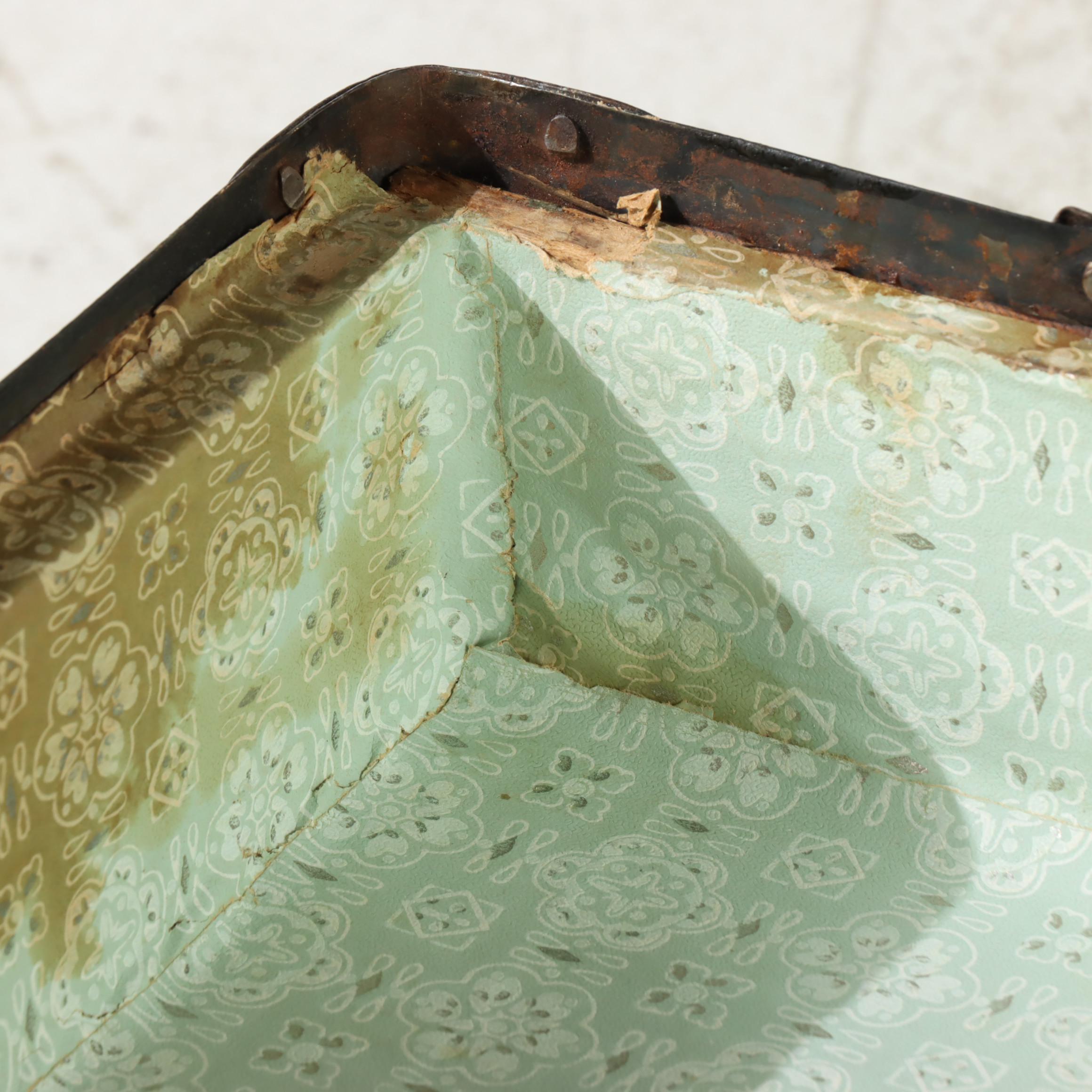 Late Victorian Metal-Mounted, Canvas-Lined, & Slatted Ash Flat Top Steamer Trunk