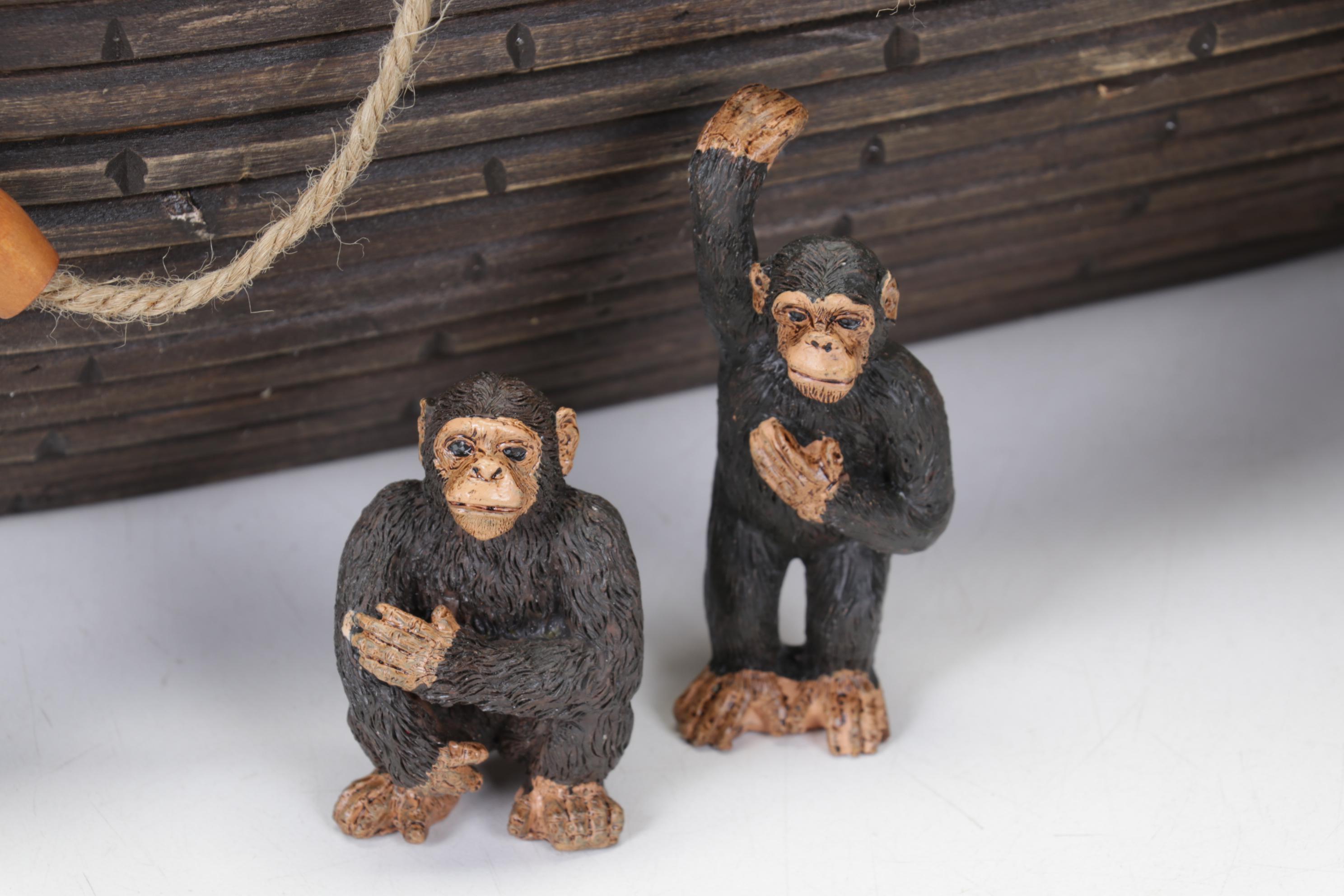 Wooden Noah's Ark with Resin Animals and Figurines