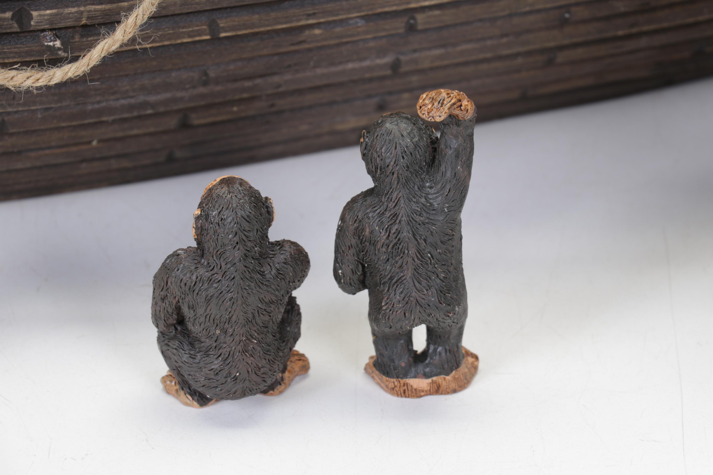 Wooden Noah's Ark with Resin Animals and Figurines