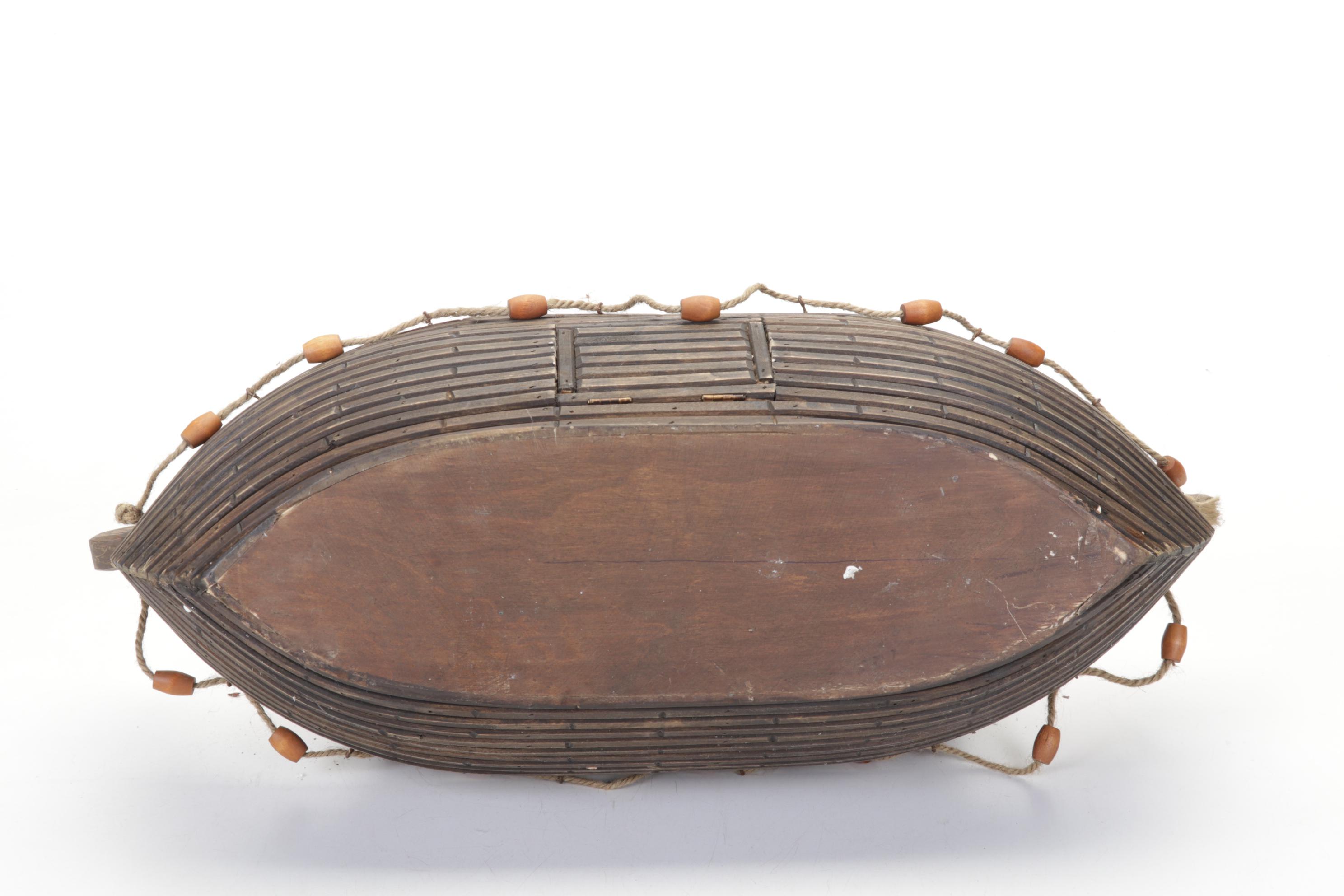 Wooden Noah's Ark with Resin Animals and Figurines