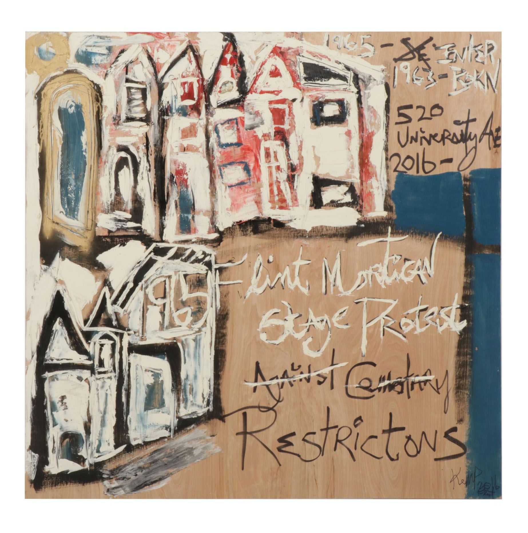 Anthony Eve Kemp Outsider Art Acrylic Painting, 2016