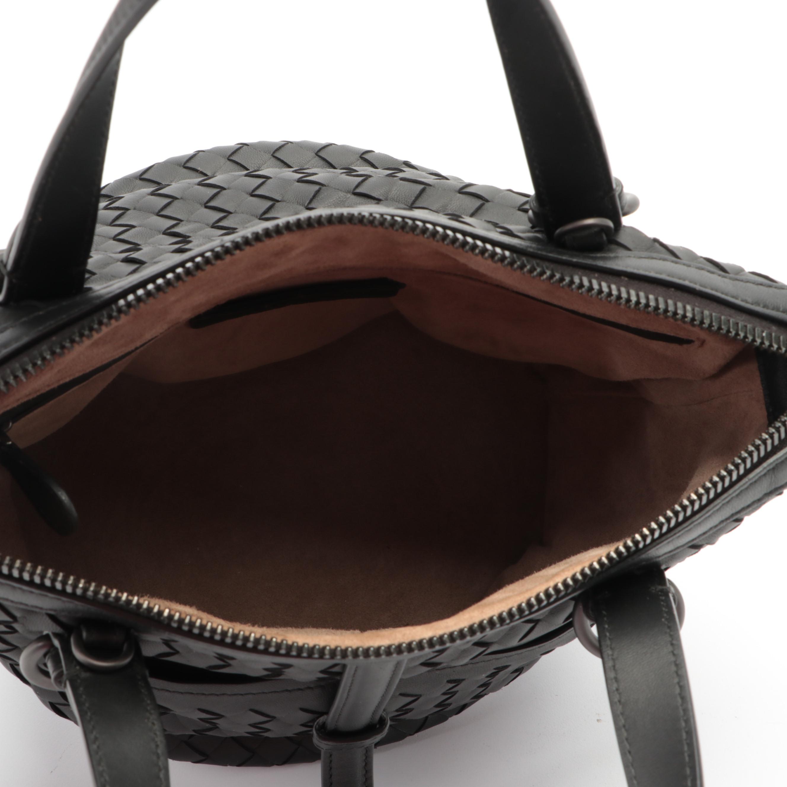 Bottega Veneta Tambura Bucket Bag in Black Intrecciato Nappa Leather with Strap