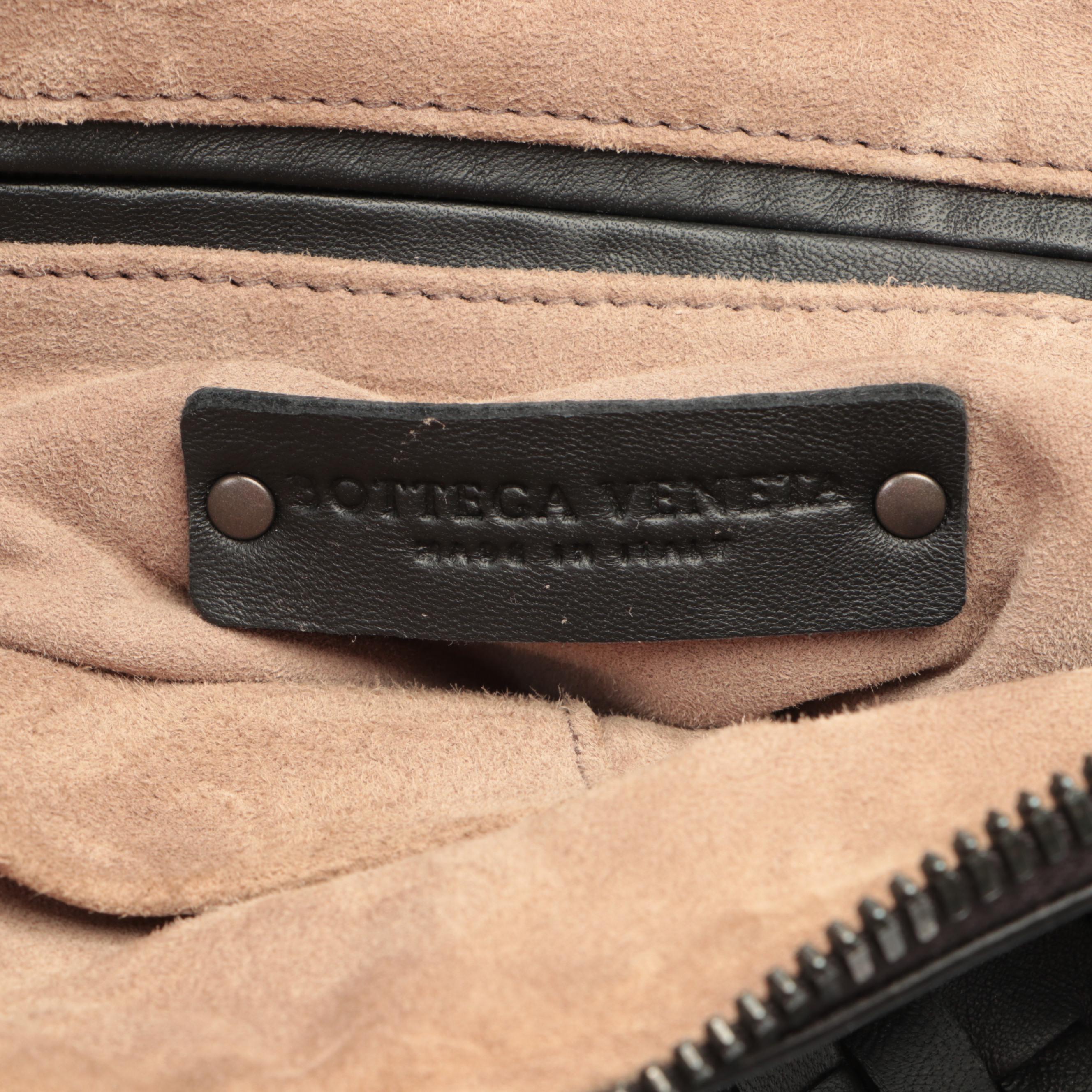 Bottega Veneta Tambura Bucket Bag in Black Intrecciato Nappa Leather with Strap