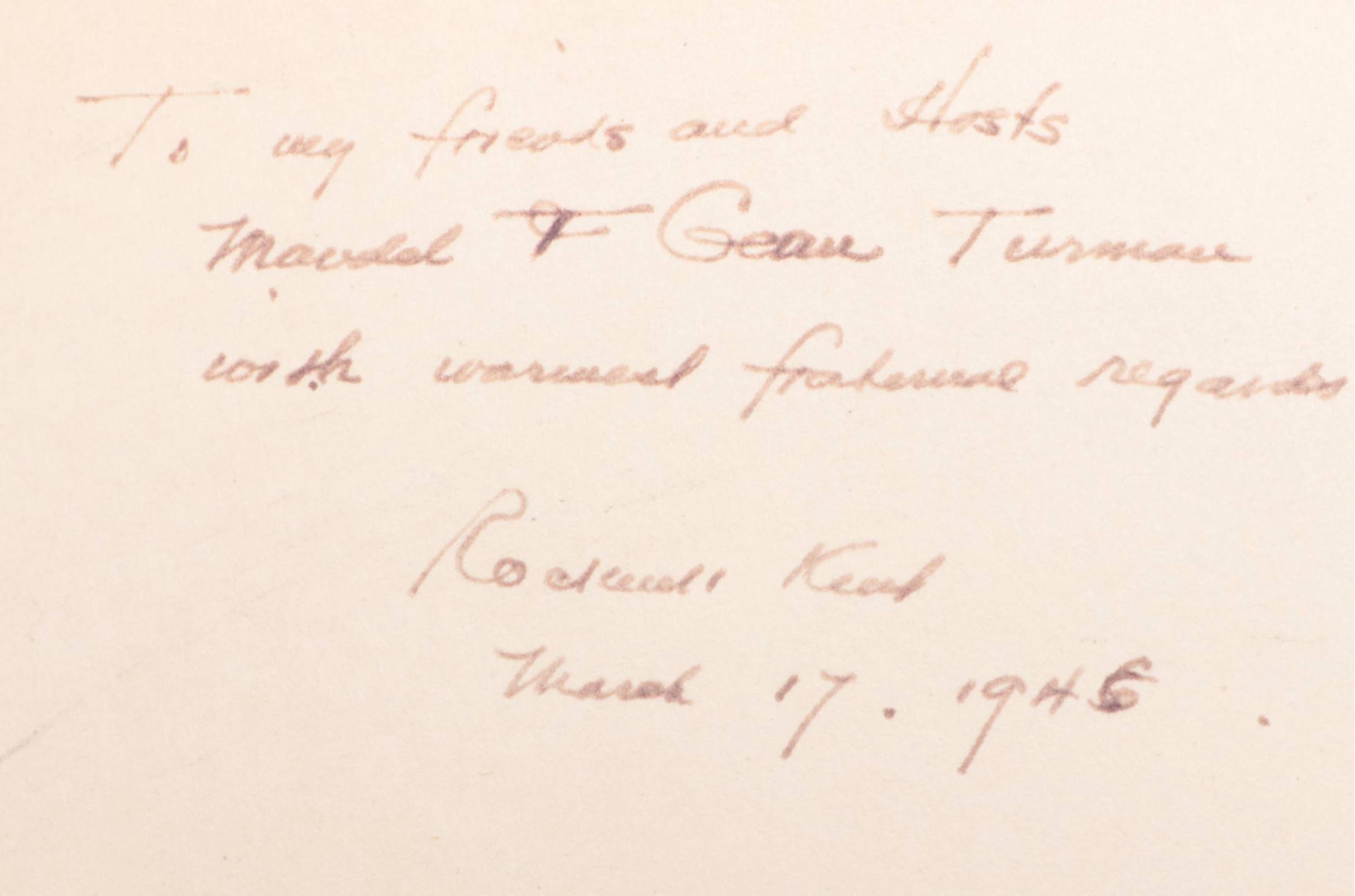 Signed "N by E" by Rockwell Kent, 1944