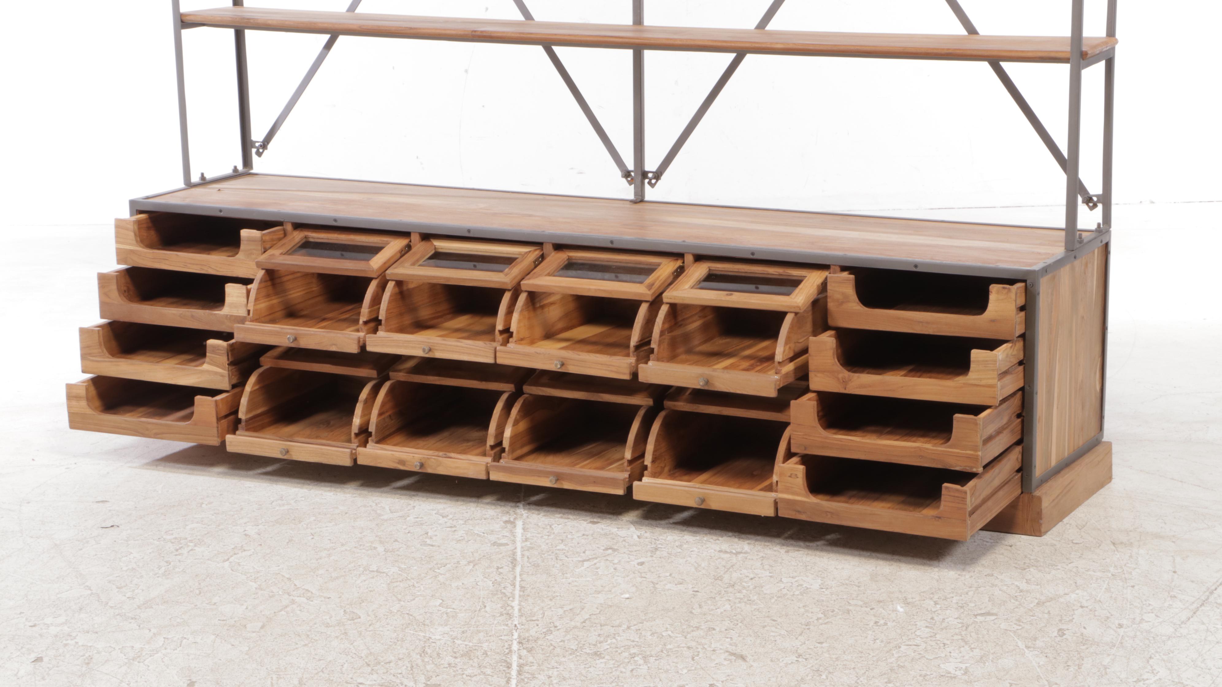 "Savile Row" Iron, Mangowood and Glass Wall Unit Shelf