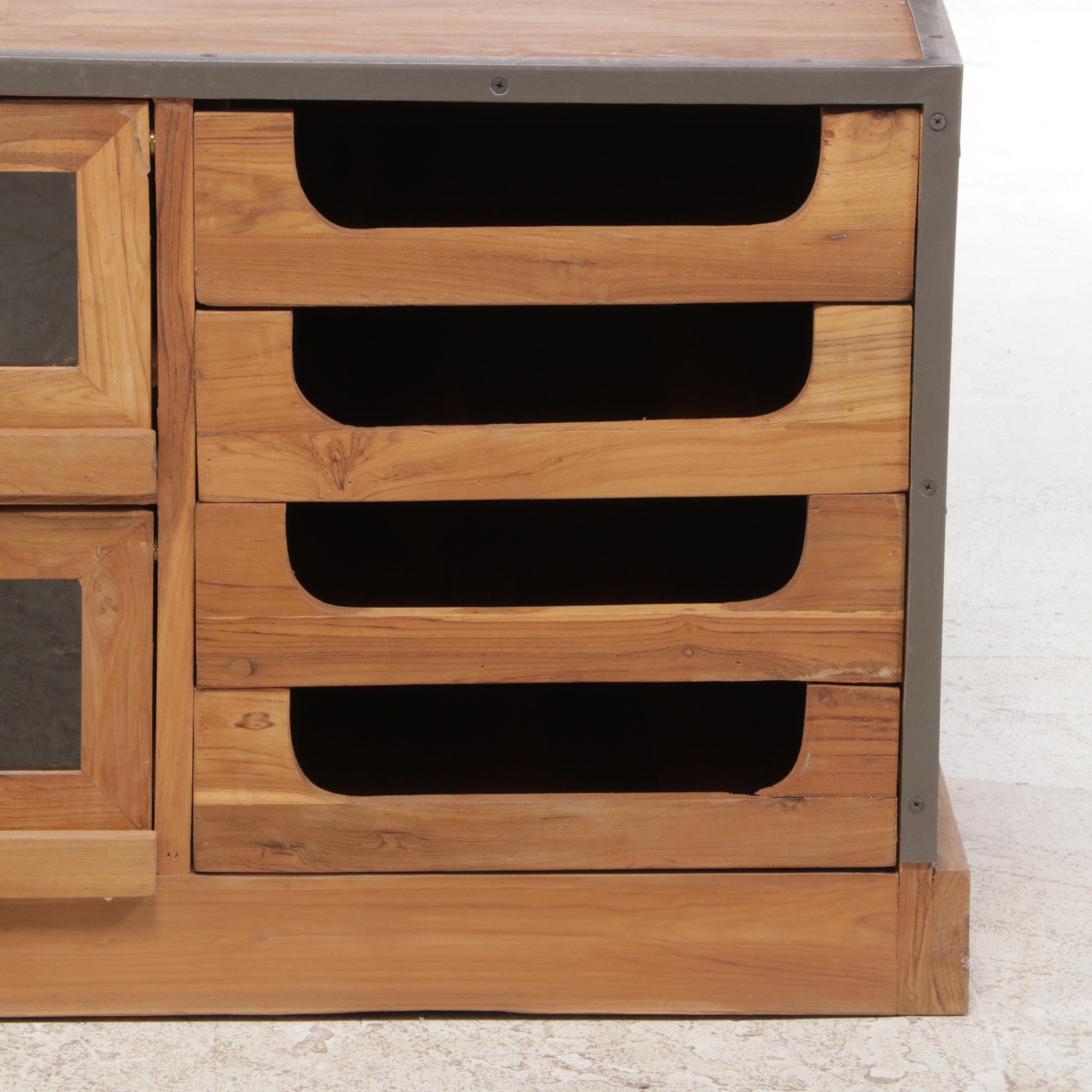 "Savile Row" Iron, Mangowood and Glass Wall Unit Shelf