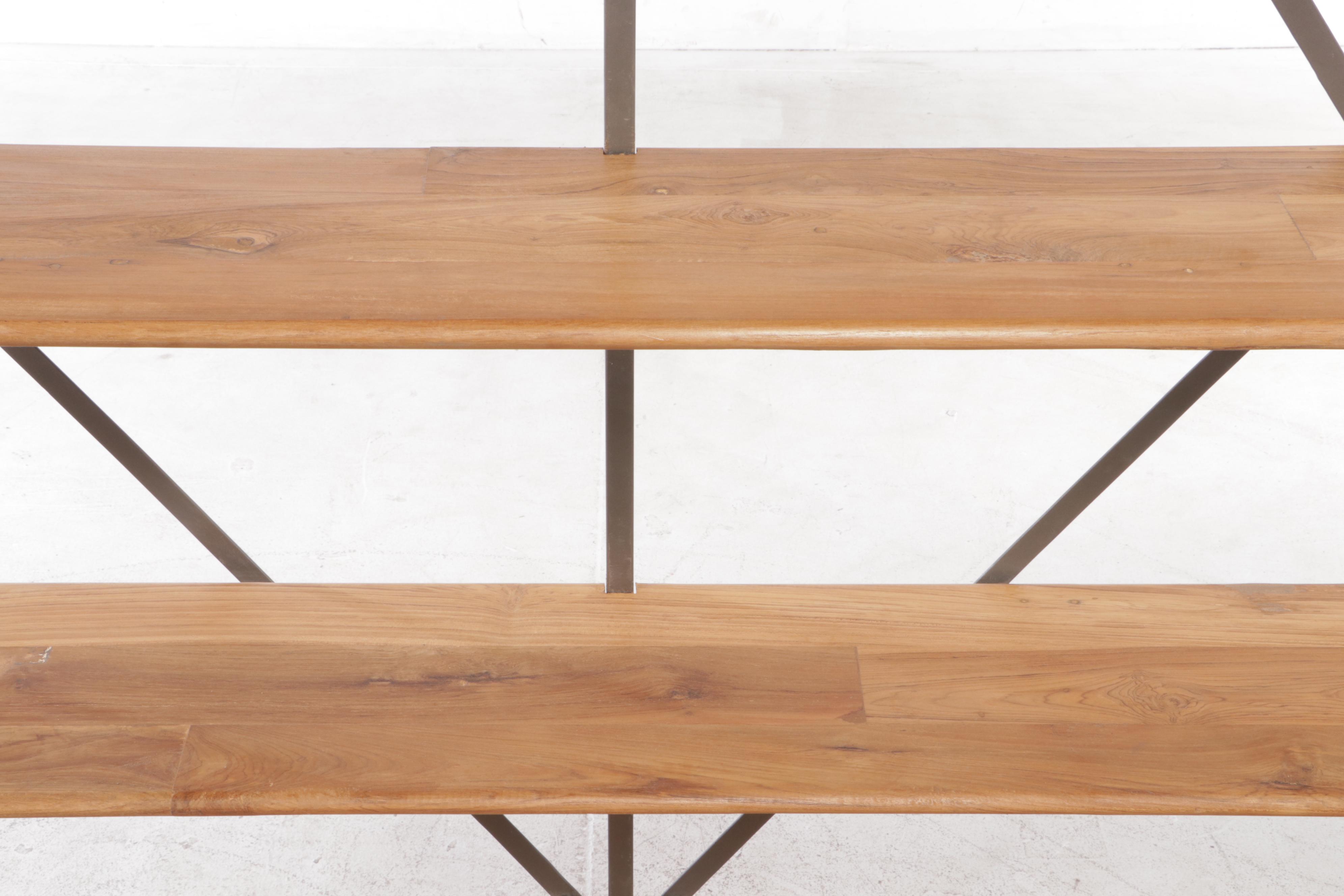 "Savile Row" Iron, Mangowood and Glass Wall Unit Shelf