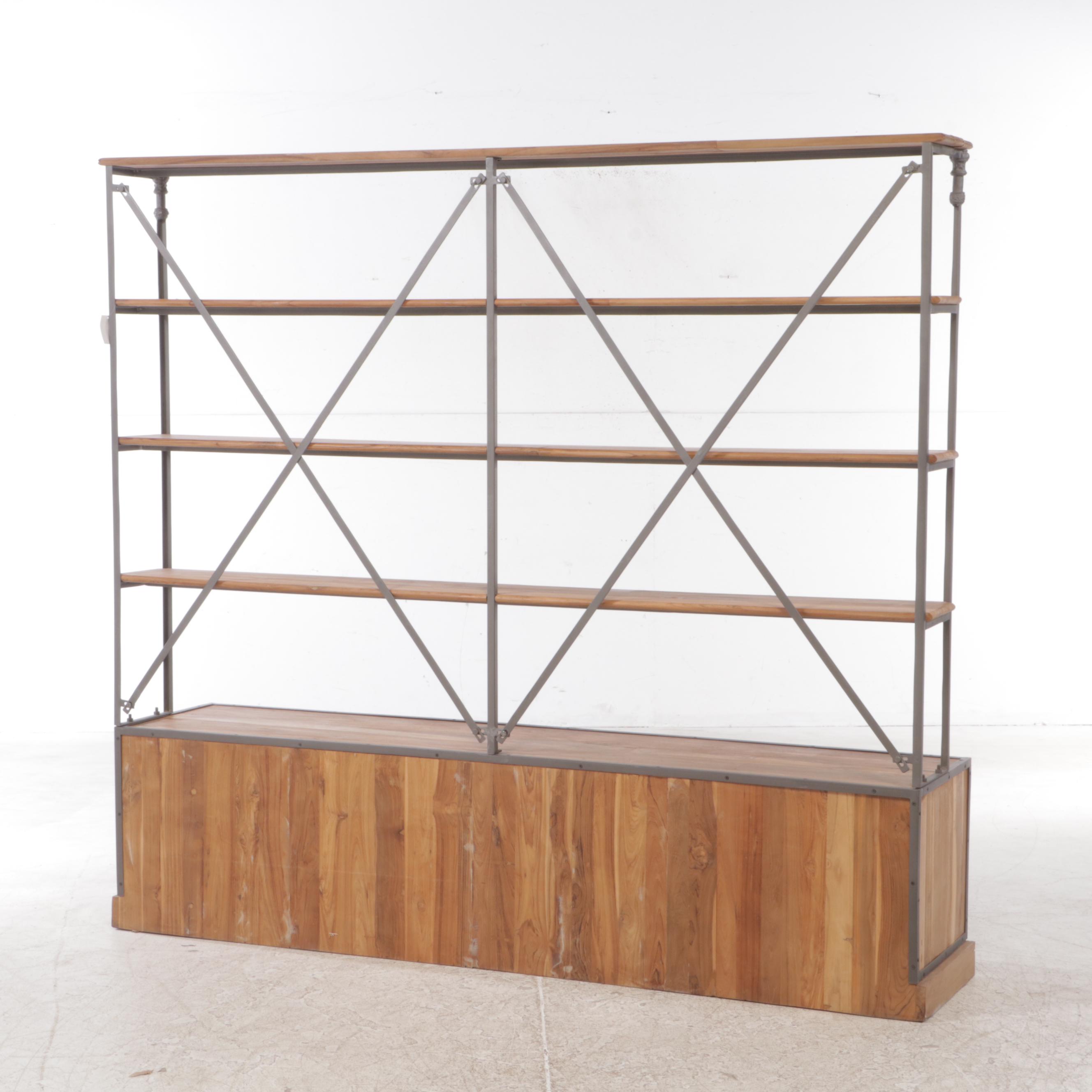 "Savile Row" Iron, Mangowood and Glass Wall Unit Shelf