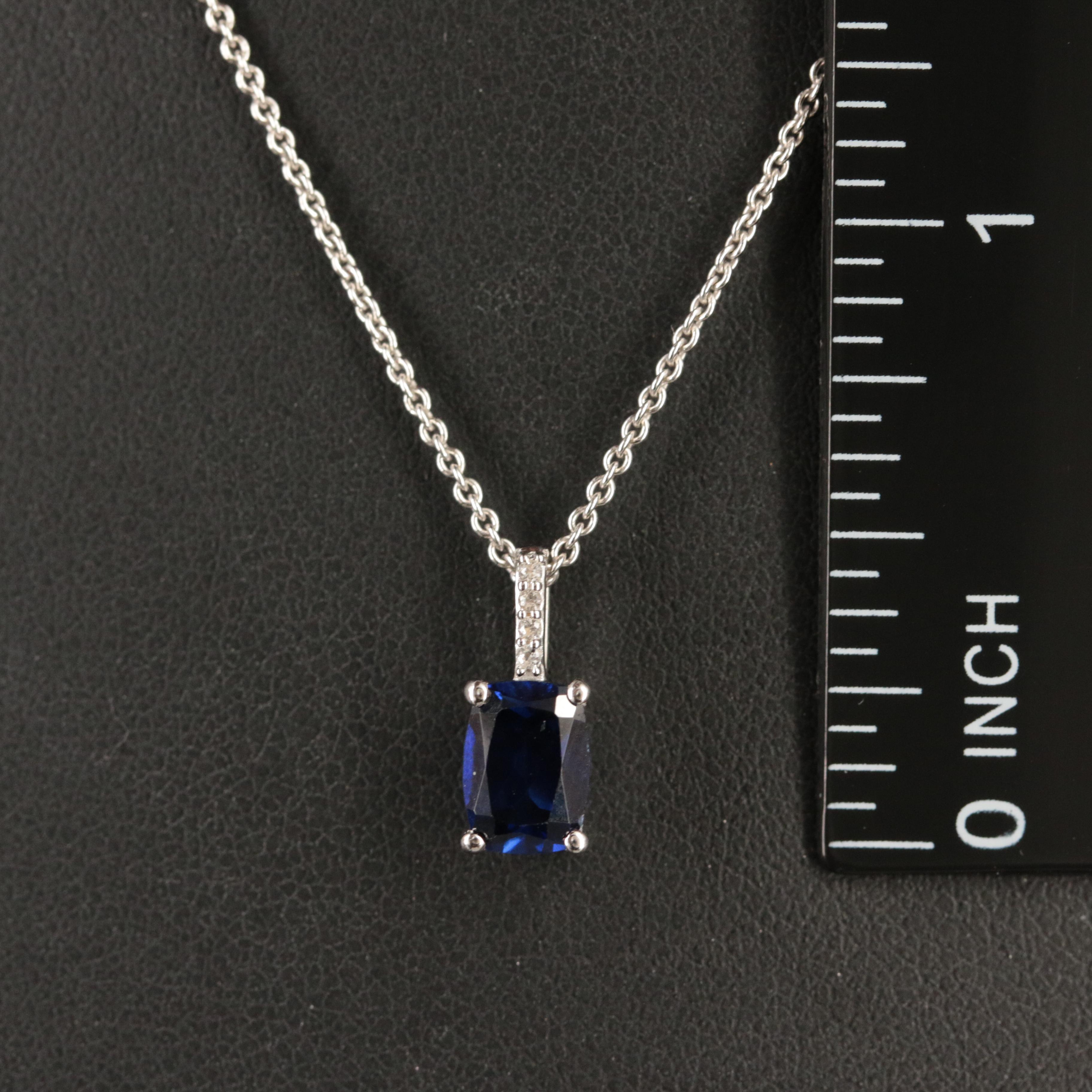 Sterling Sapphire and White Sapphire Pendant Necklace