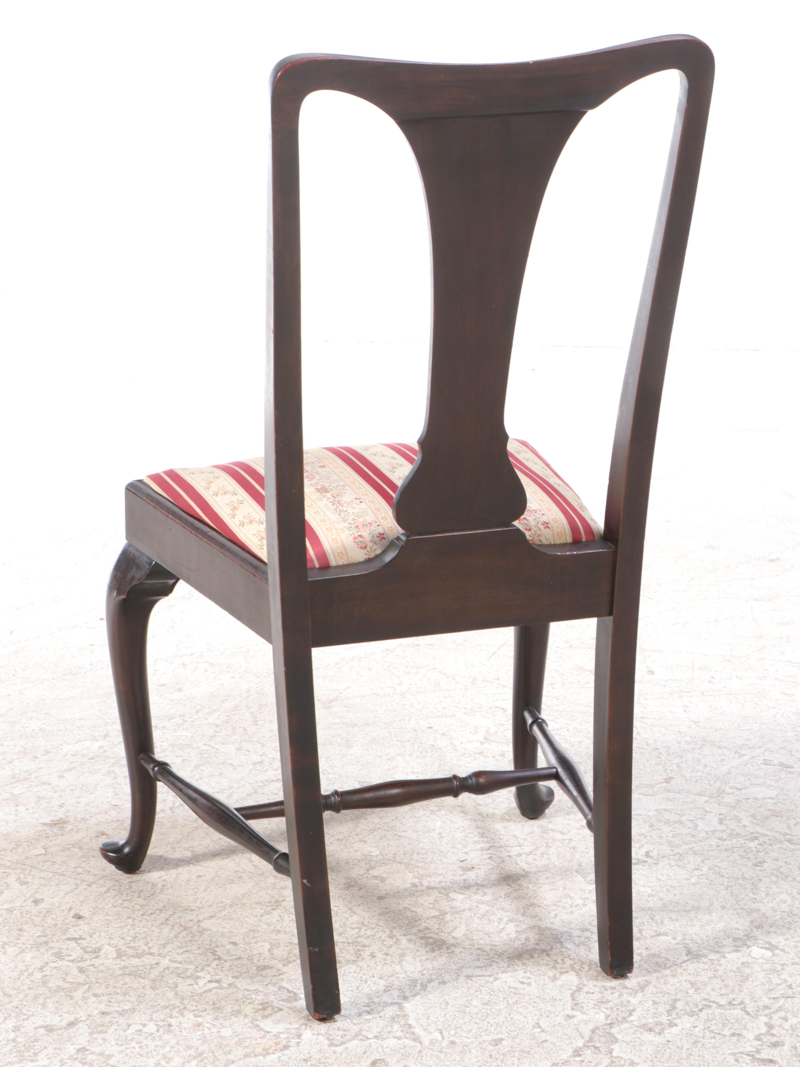 Six Queen Anne Style Mahogany and Polychromed Side Chairs, Early 20th Century