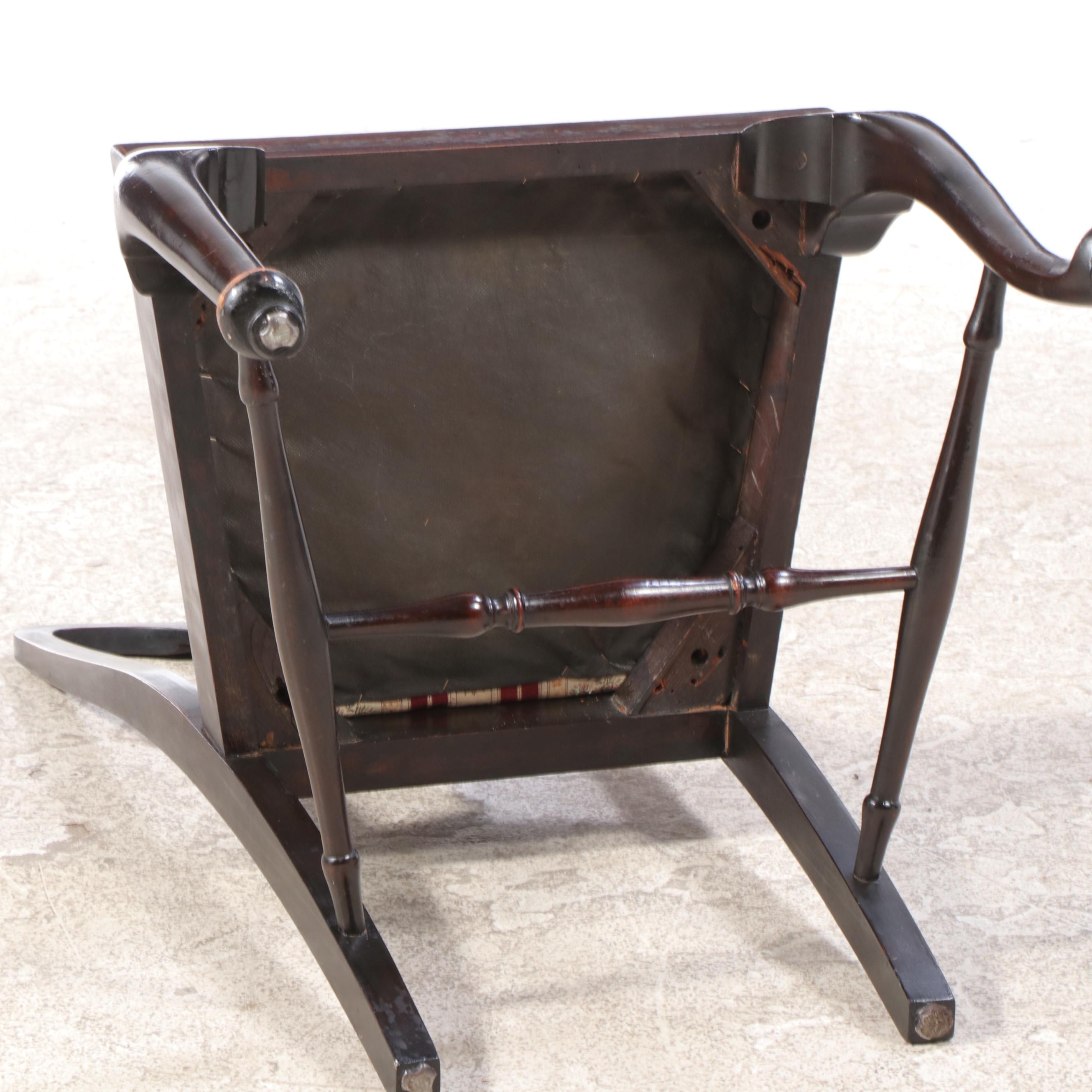 Six Queen Anne Style Mahogany and Polychromed Side Chairs, Early 20th Century