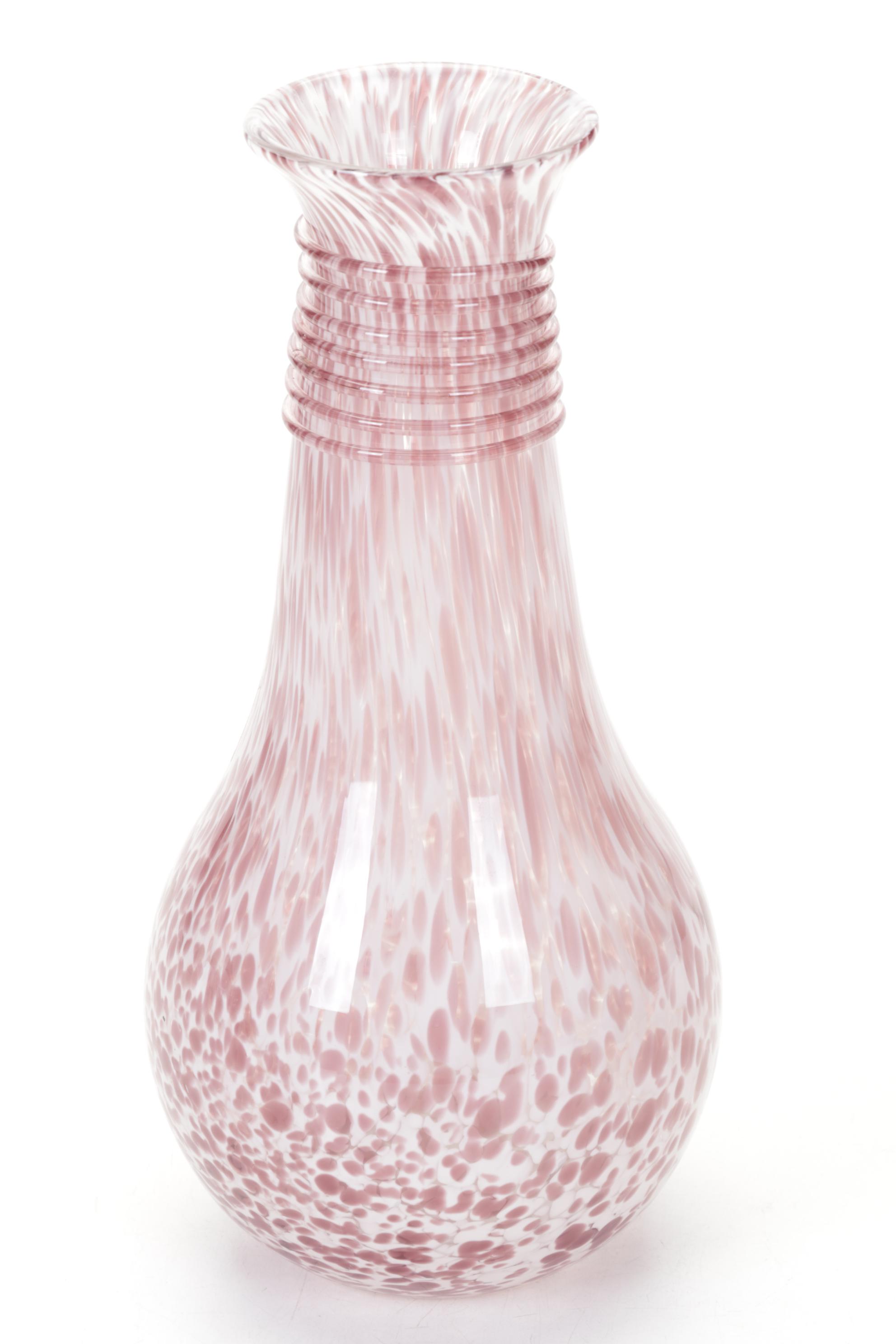 Murano Style Art Glass Tortoise Shell Purse and Speckled Vase