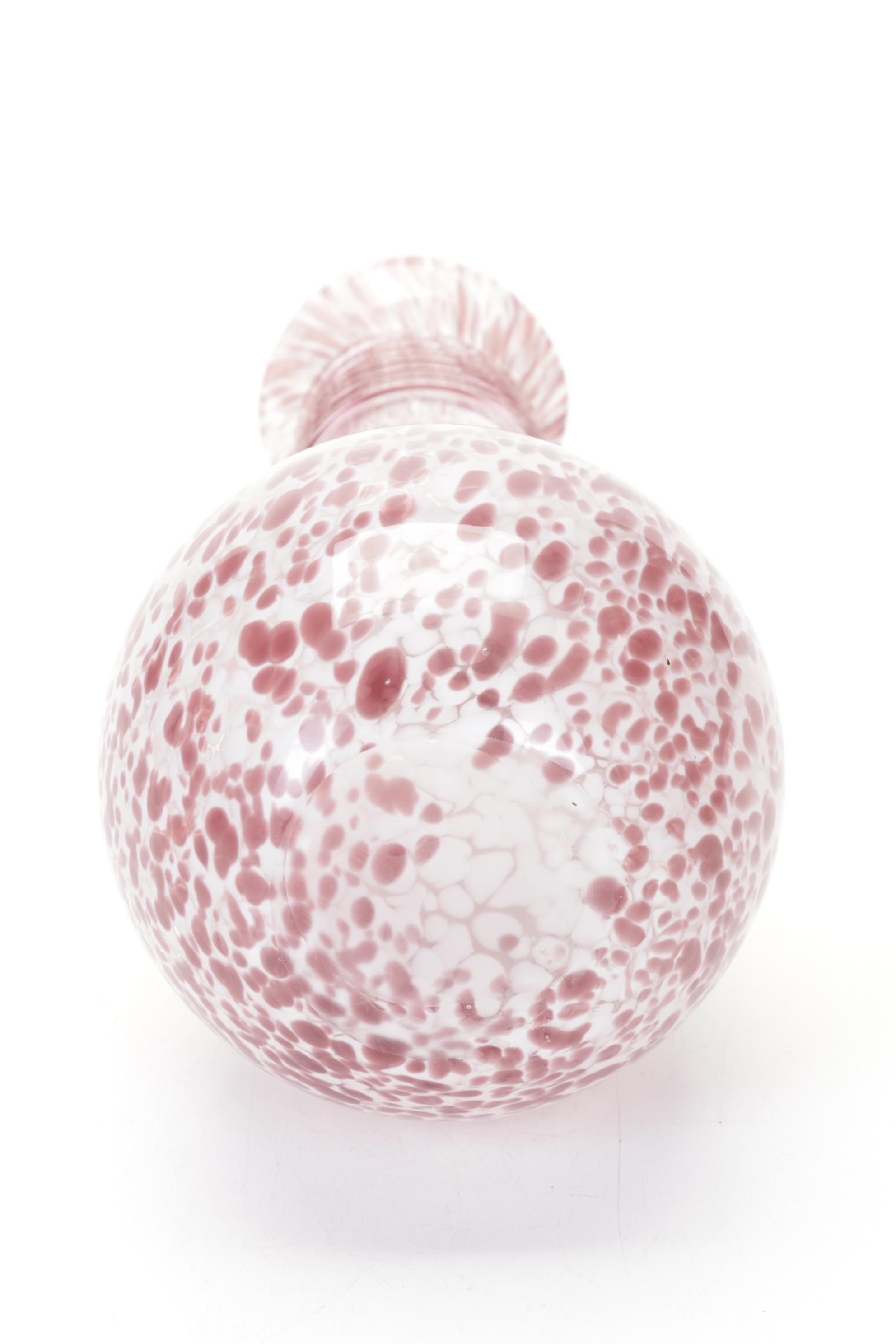 Murano Style Art Glass Tortoise Shell Purse and Speckled Vase