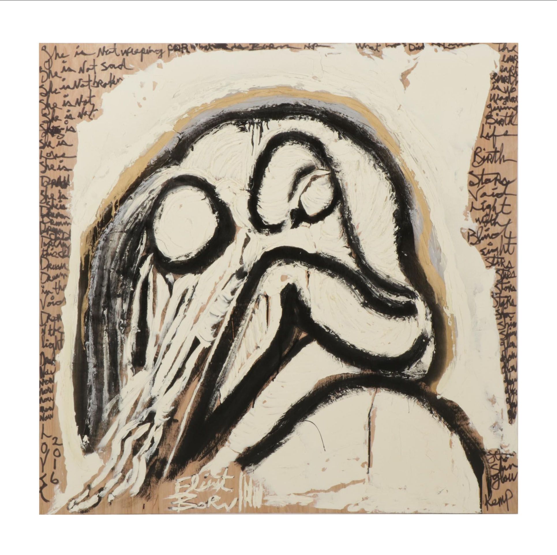 Anthony Eve Kemp Outsider Art Acrylic Painting "She is Not Weeping," 2016