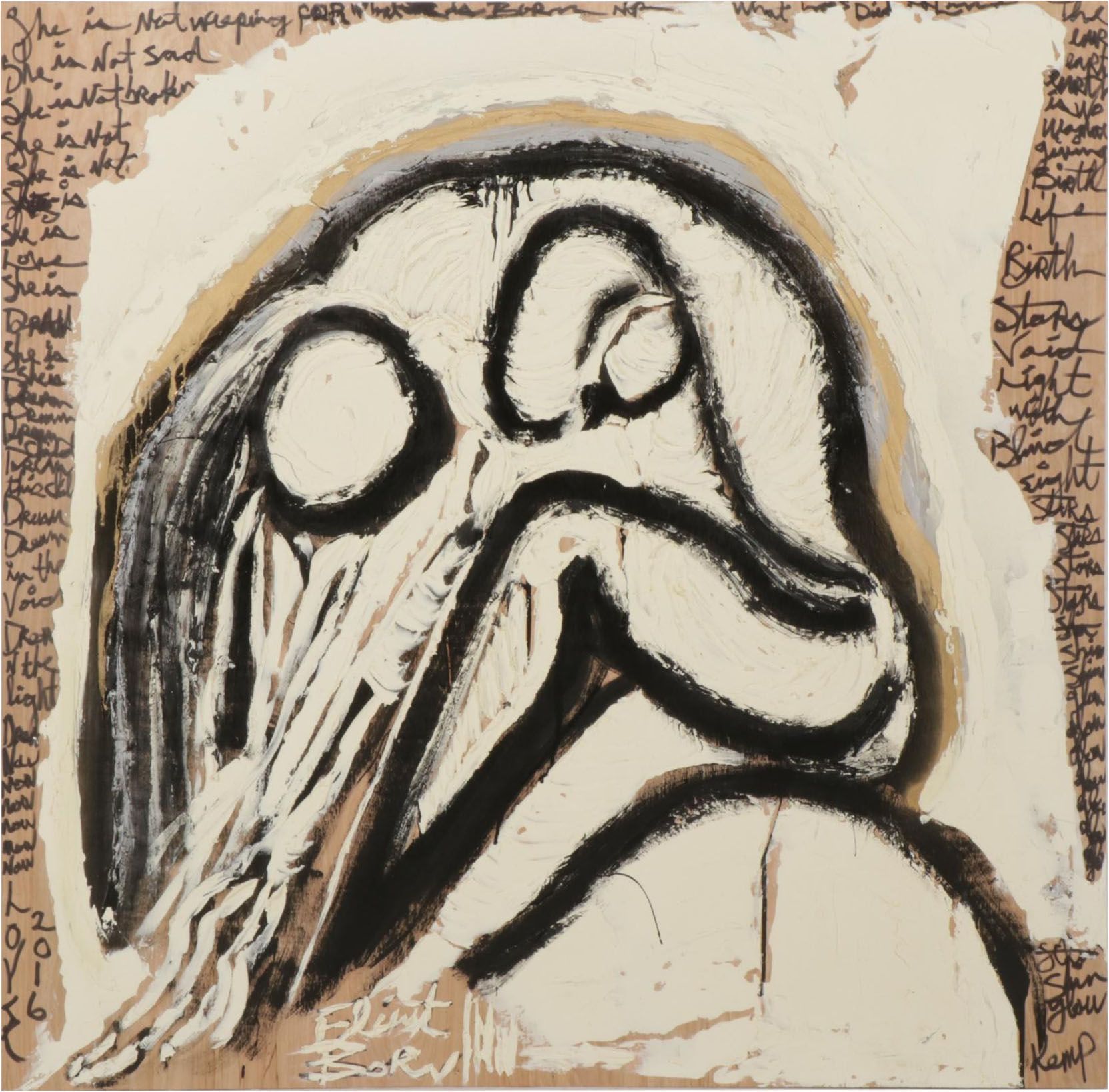 Anthony Eve Kemp Outsider Art Acrylic Painting "She is Not Weeping," 2016