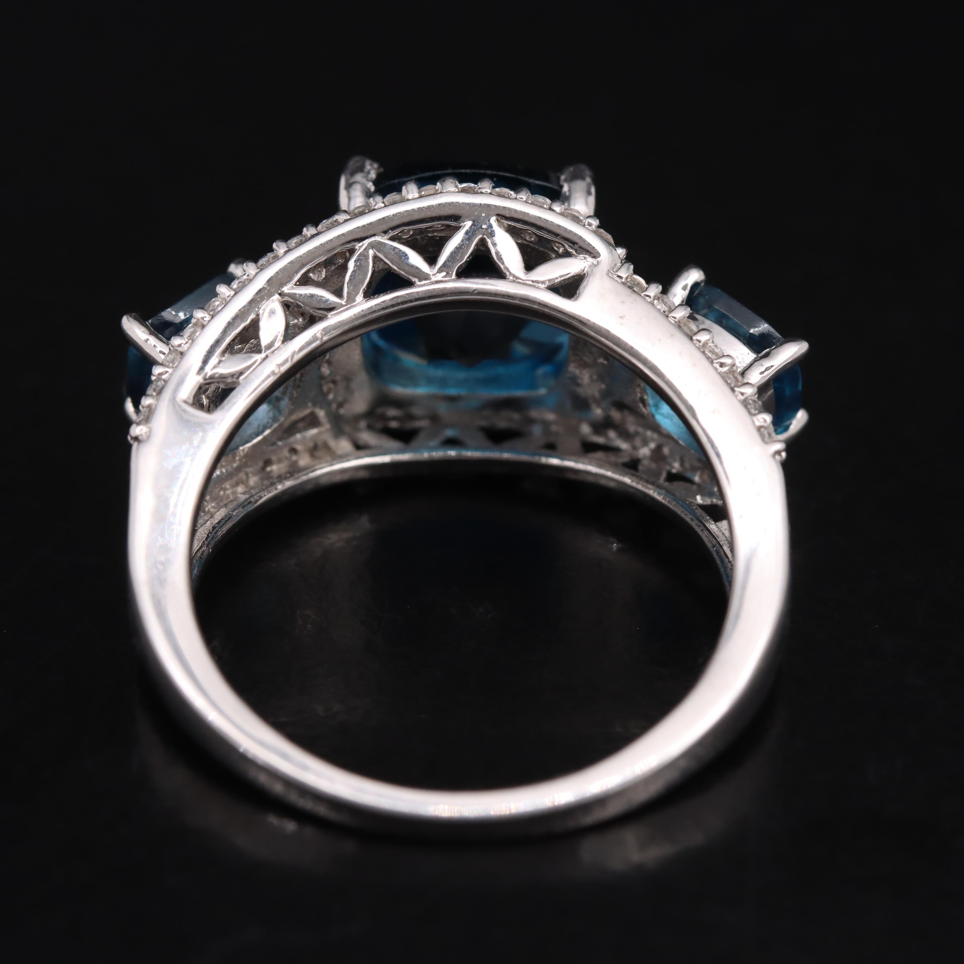 Sterling London Blue Topaz and White Sapphire Ring