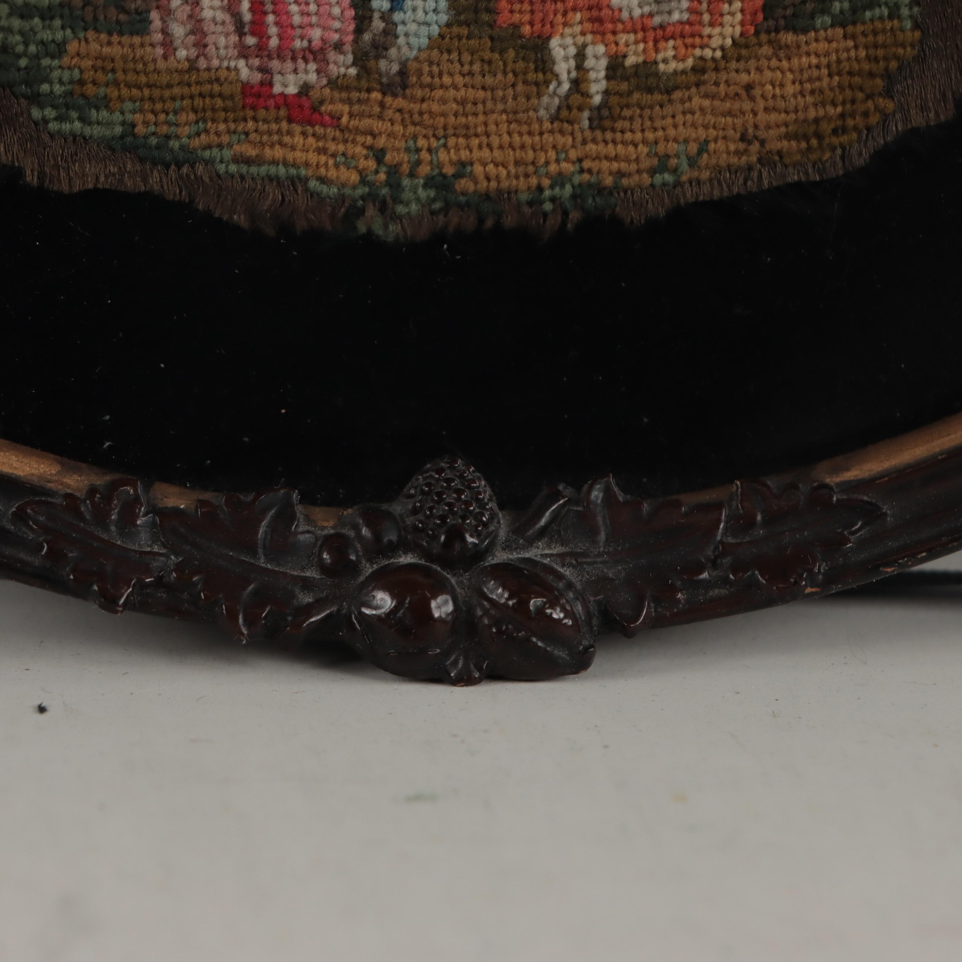 H. H. Reed Silhouette Drawings and Framed Needlepoint Textile