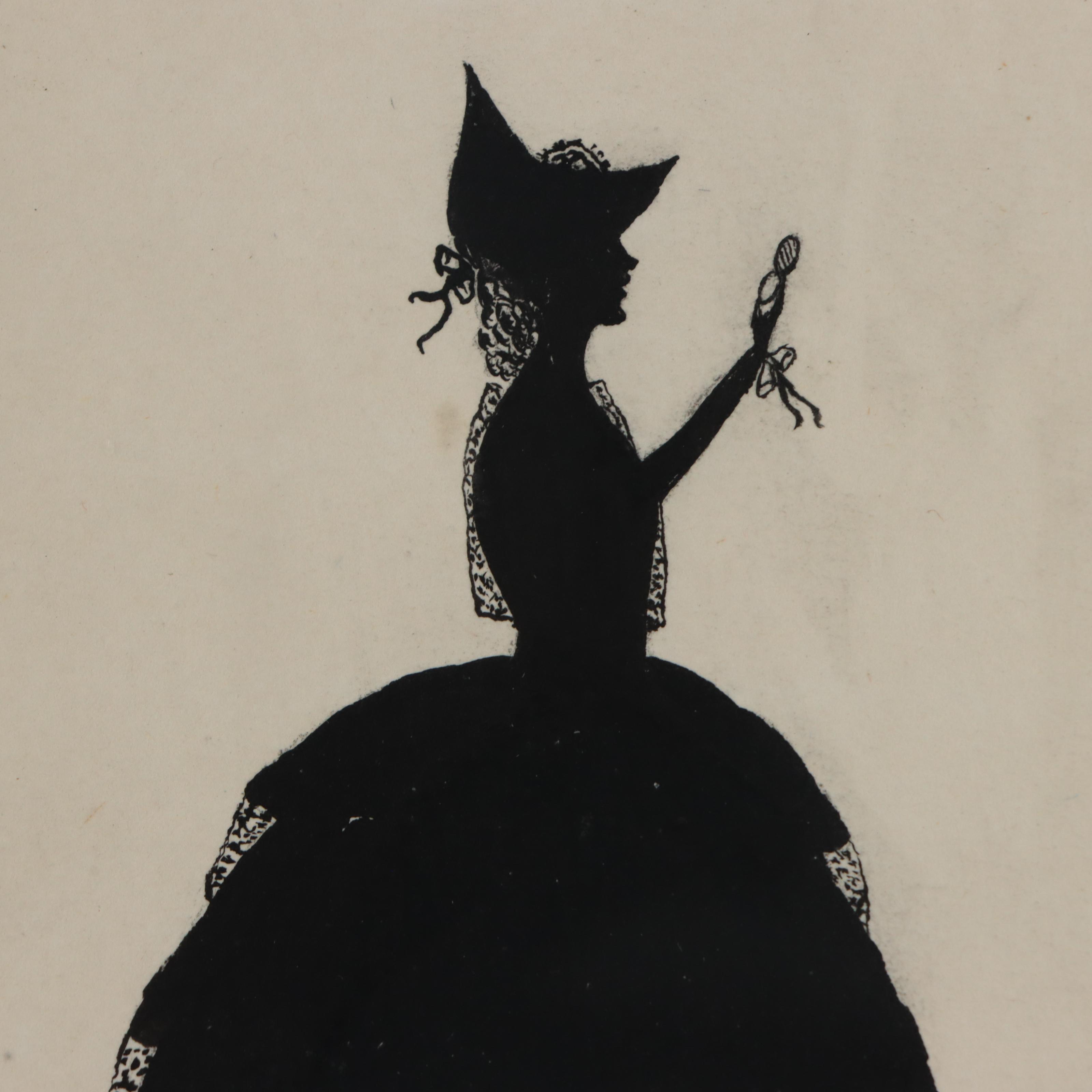 H. H. Reed Silhouette Drawings and Framed Needlepoint Textile