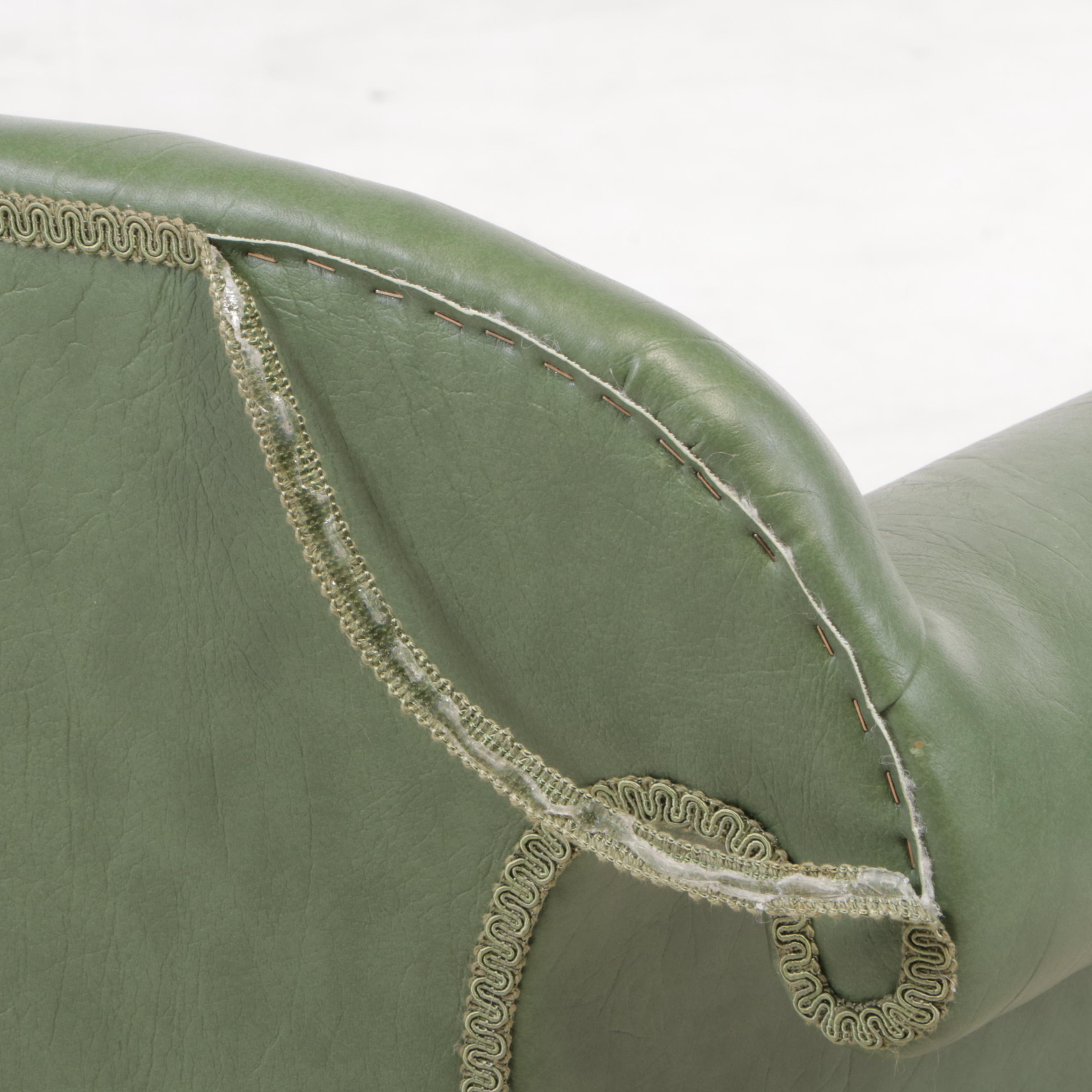 American Classical Style Mahogany and Green Vinyl Loveseat, 20th Century