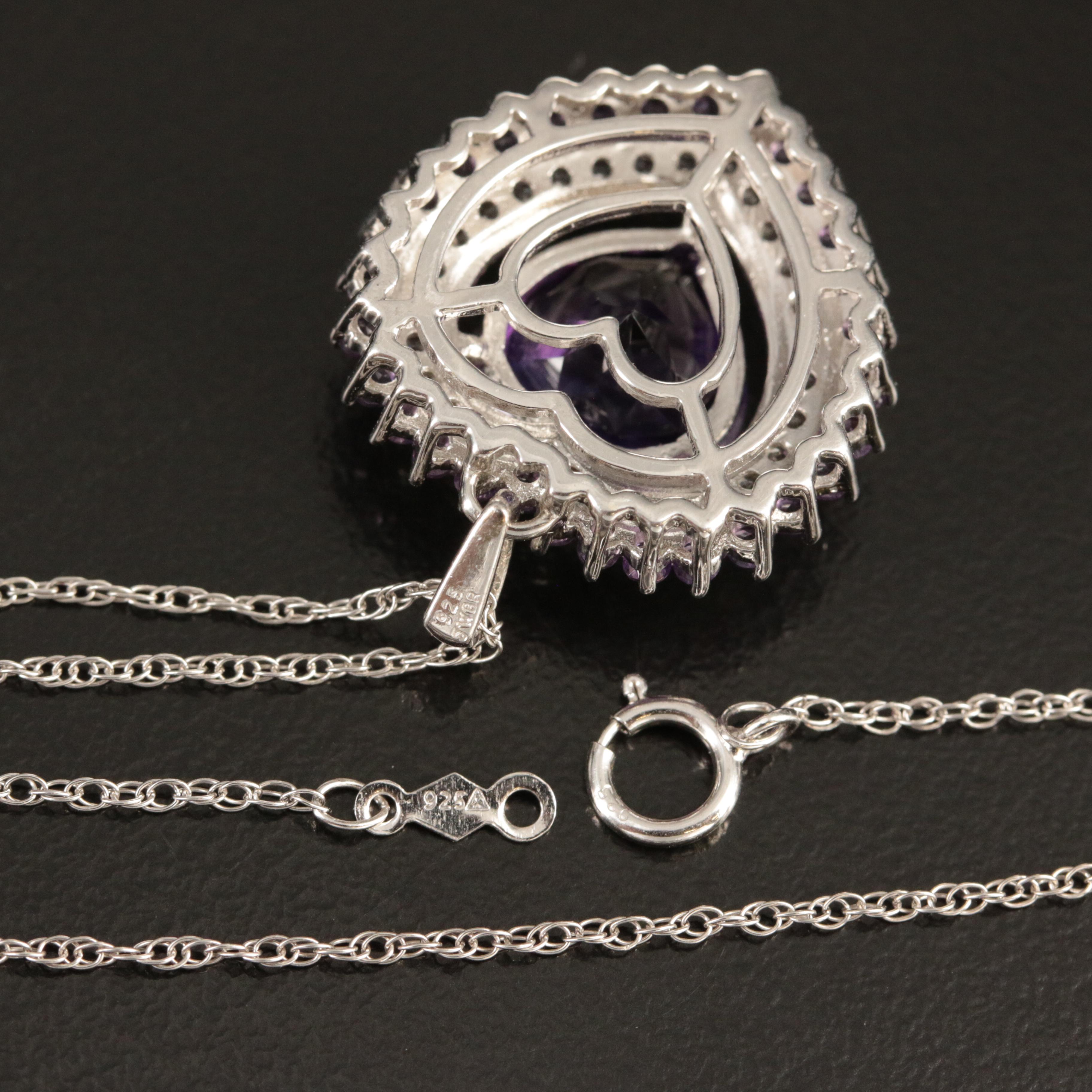 Sterling Amethyst and White Sapphire Heart Pendant Necklace