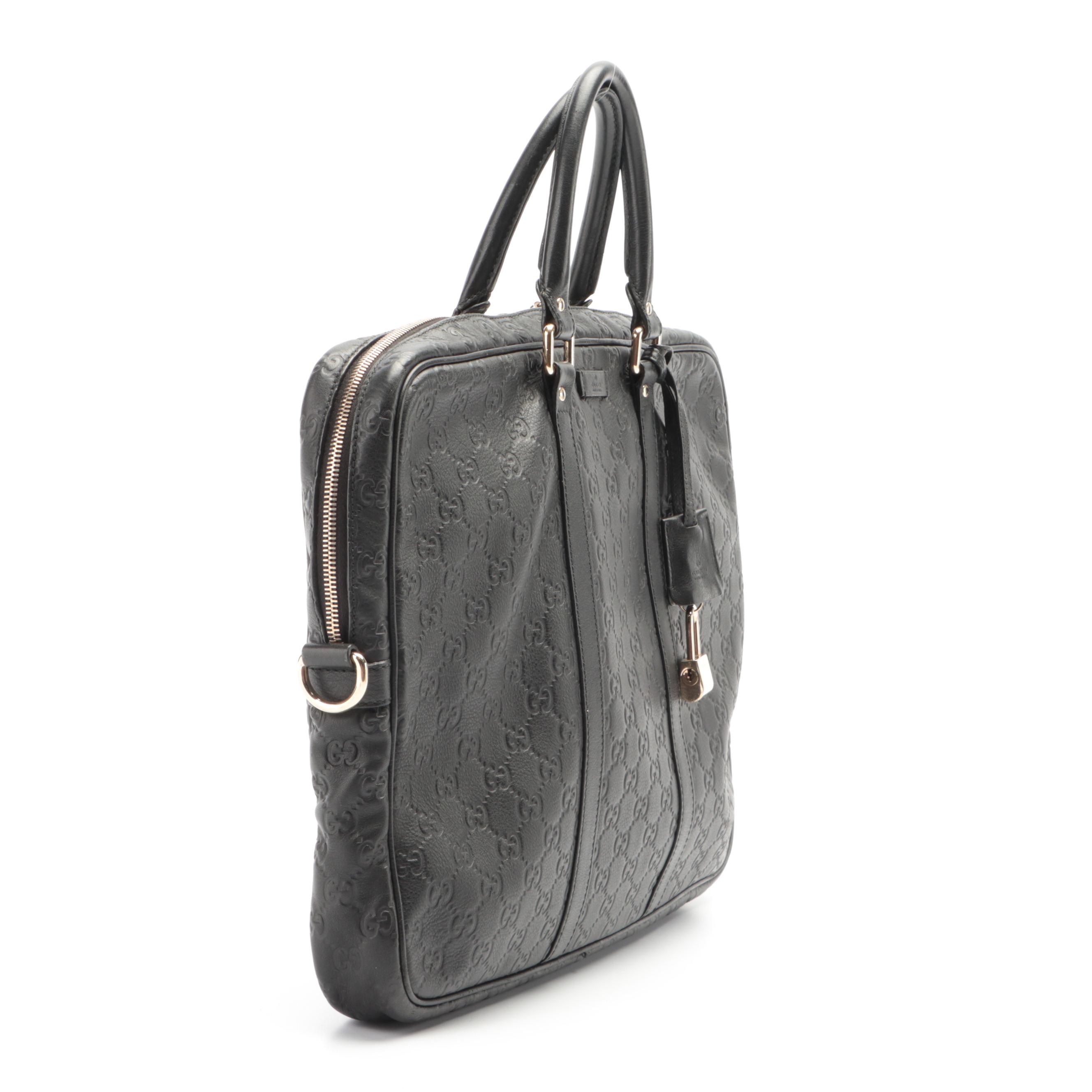 Gucci Soft Briefcase in Black Guccissima Leather