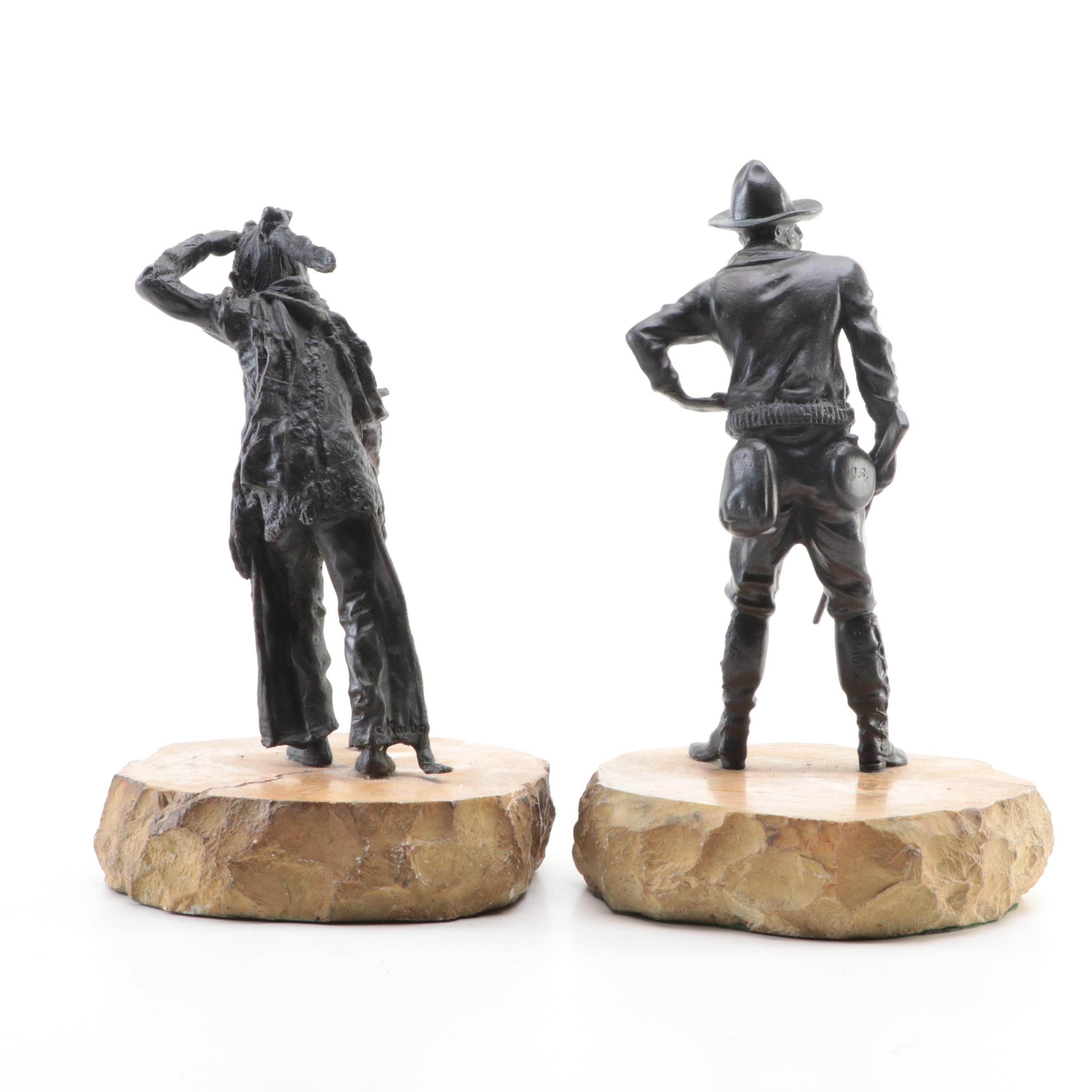 Western Patinated Metal Sculptures After Carl Kauba