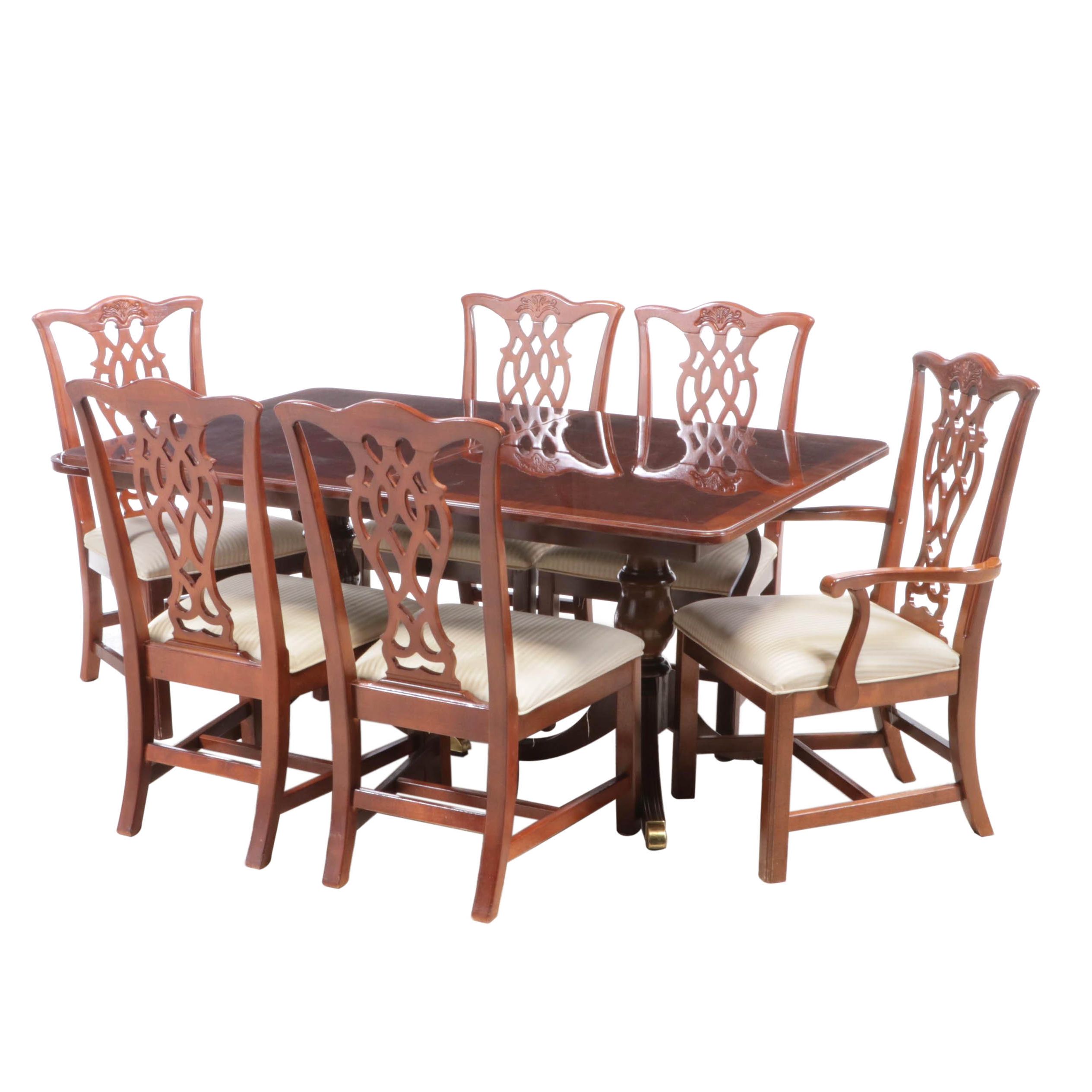 Regency Style Mahogany Extension Dining Table with Six Chairs