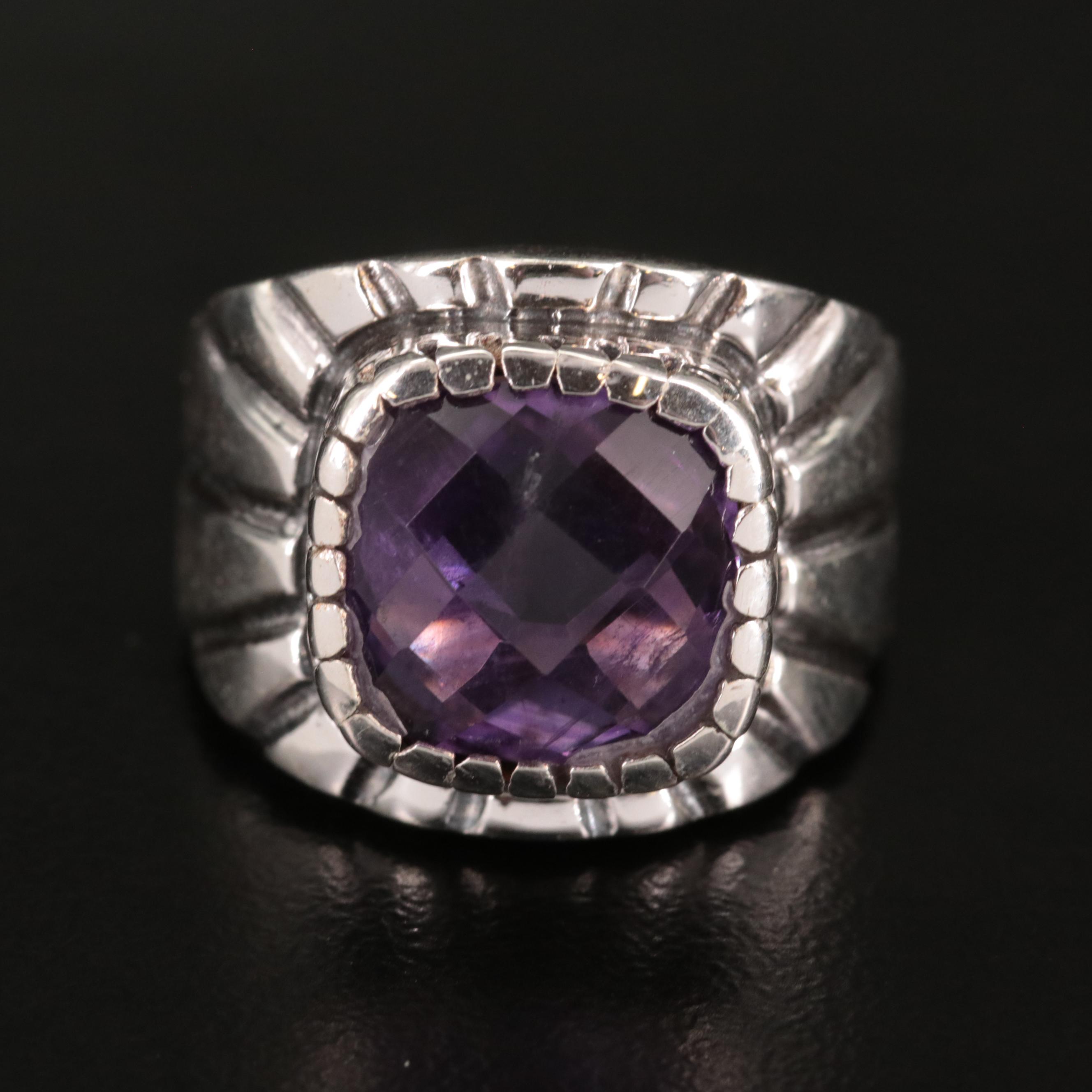 Sterling Square Amethyst Cocktail Ring