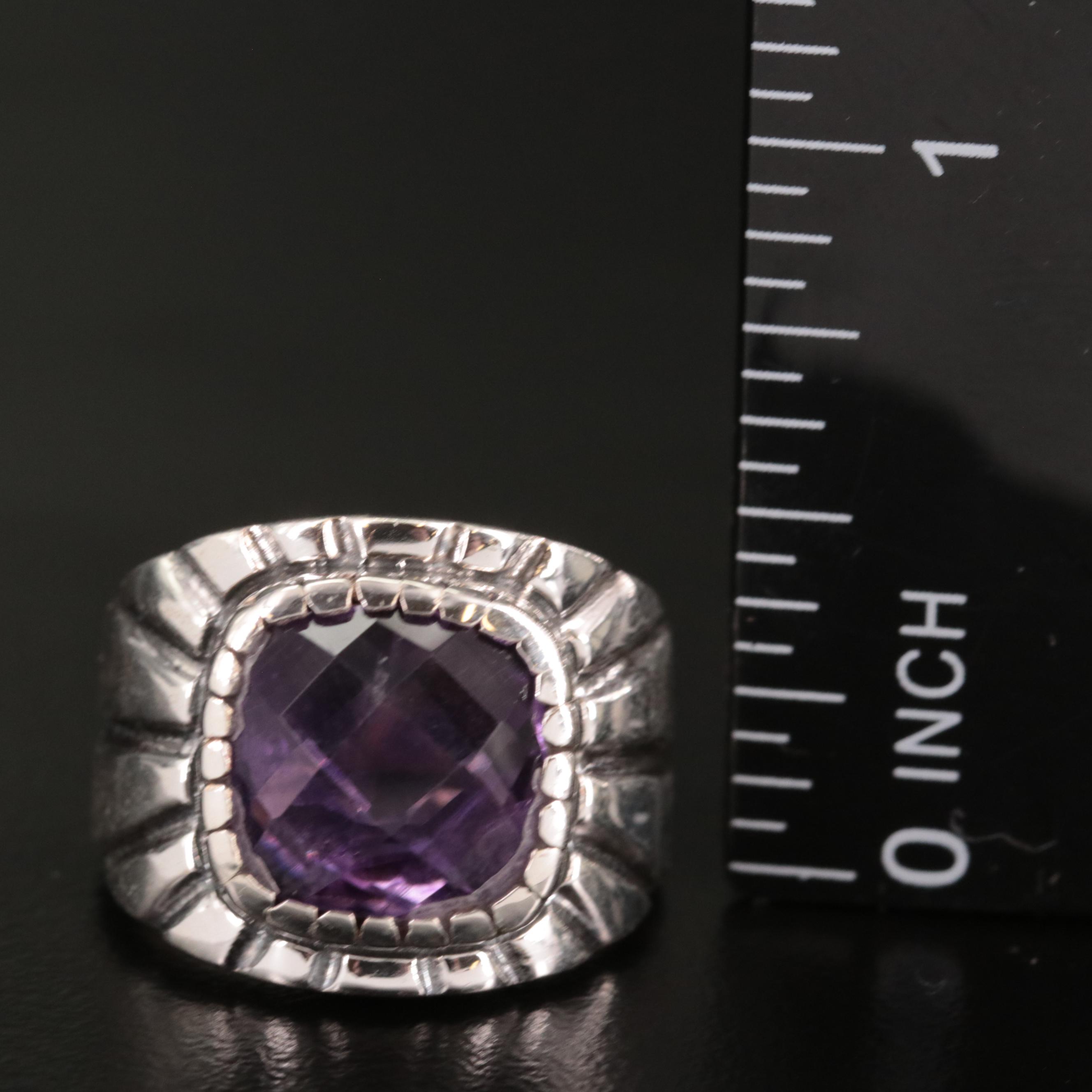 Sterling Square Amethyst Cocktail Ring