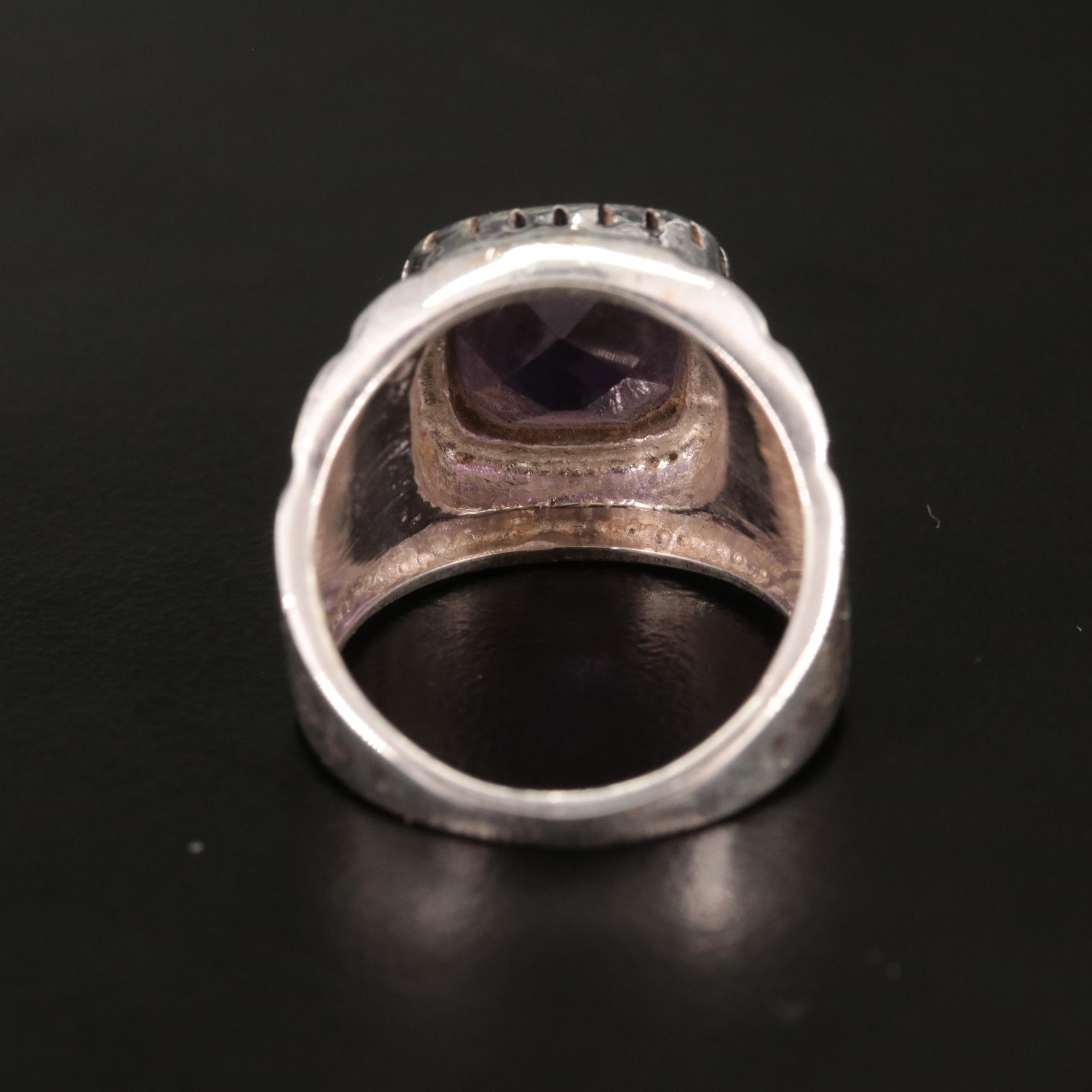 Sterling Square Amethyst Cocktail Ring