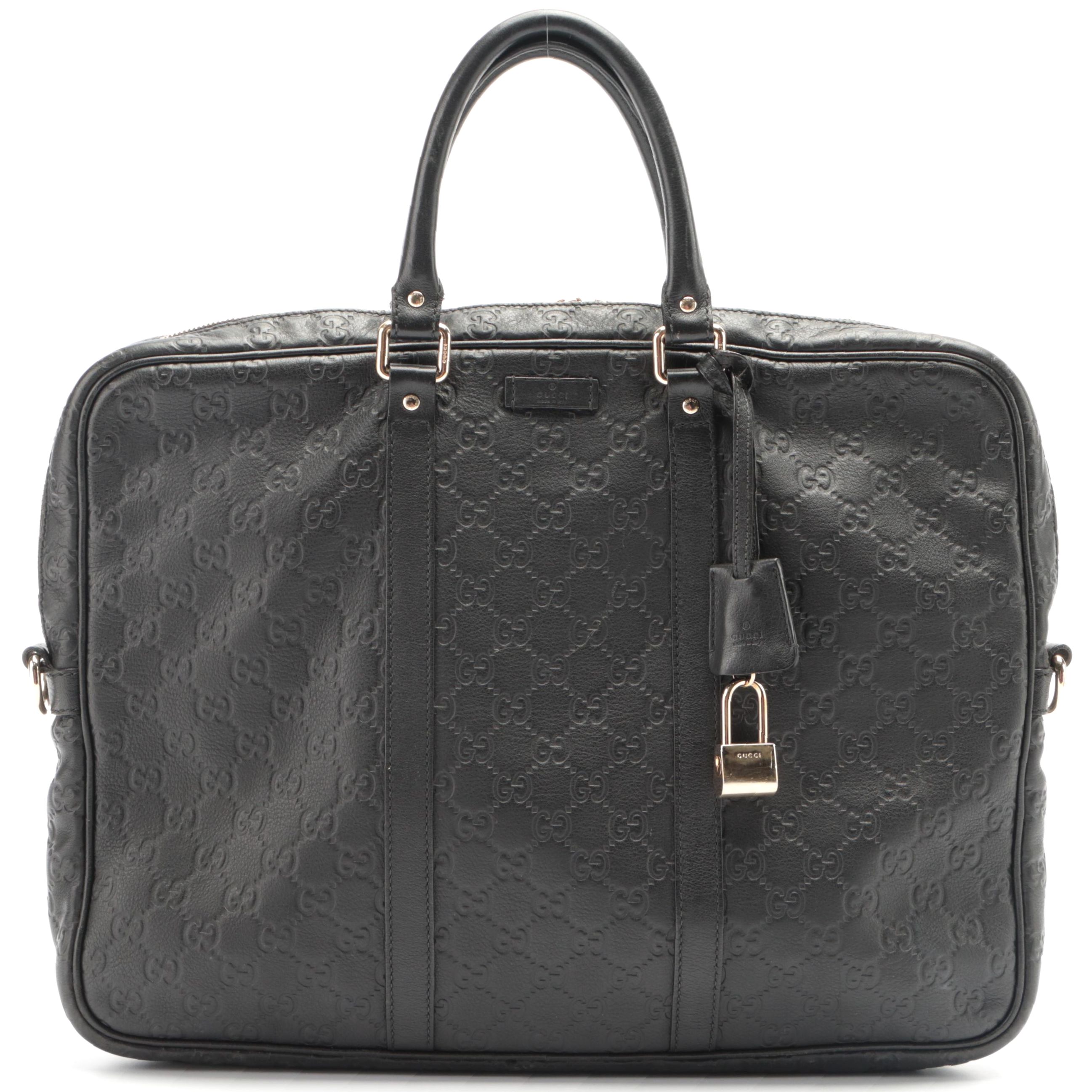 Gucci Soft Briefcase in Black Guccissima Leather