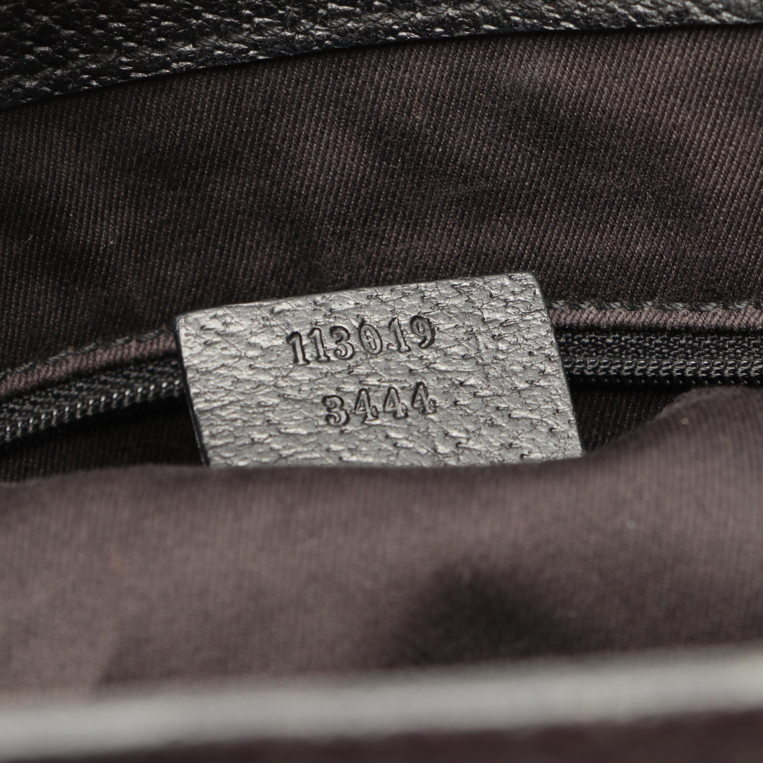 Gucci O-Ring Tote in Black GG Canvas with Leather Trim