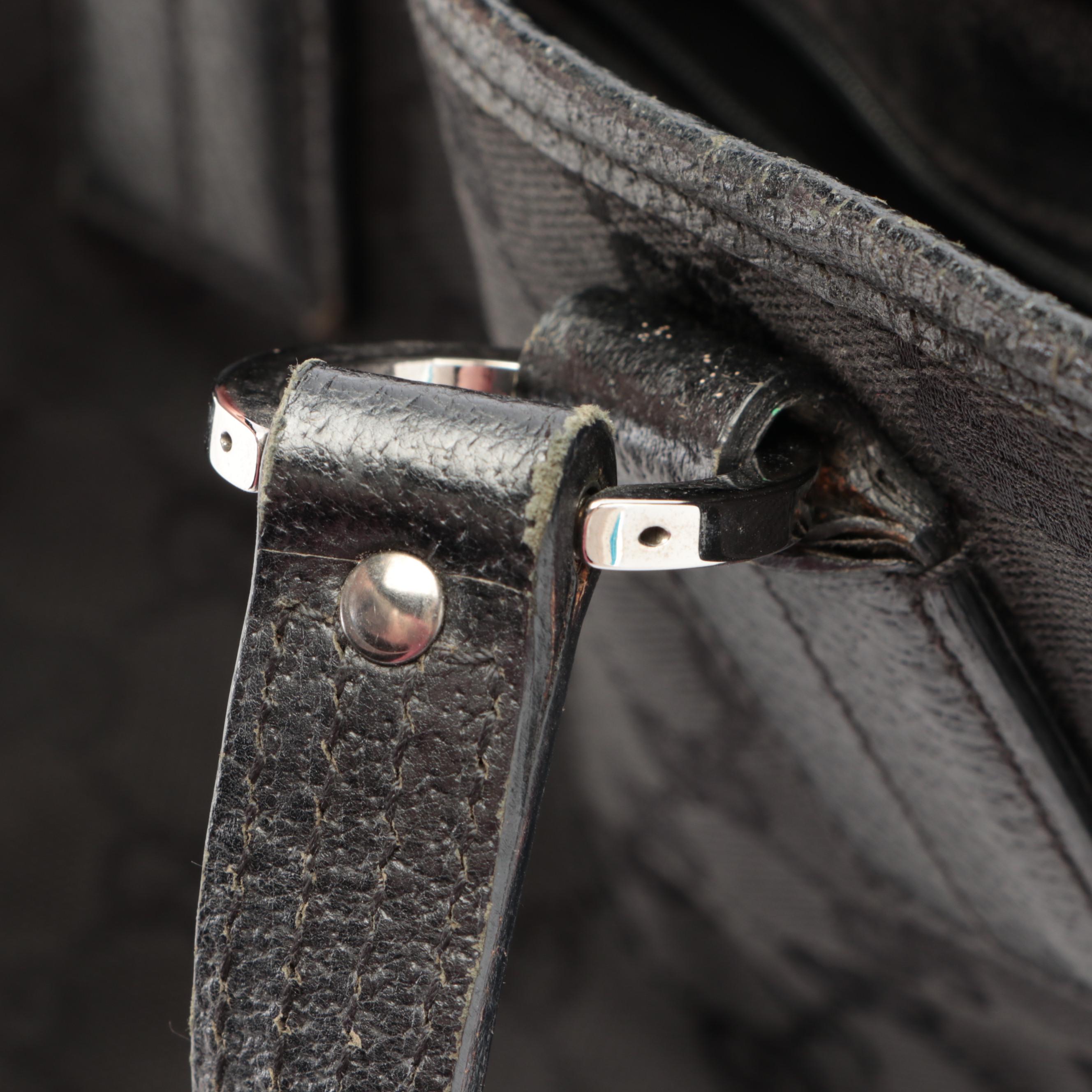 Gucci O-Ring Tote in Black GG Canvas with Leather Trim