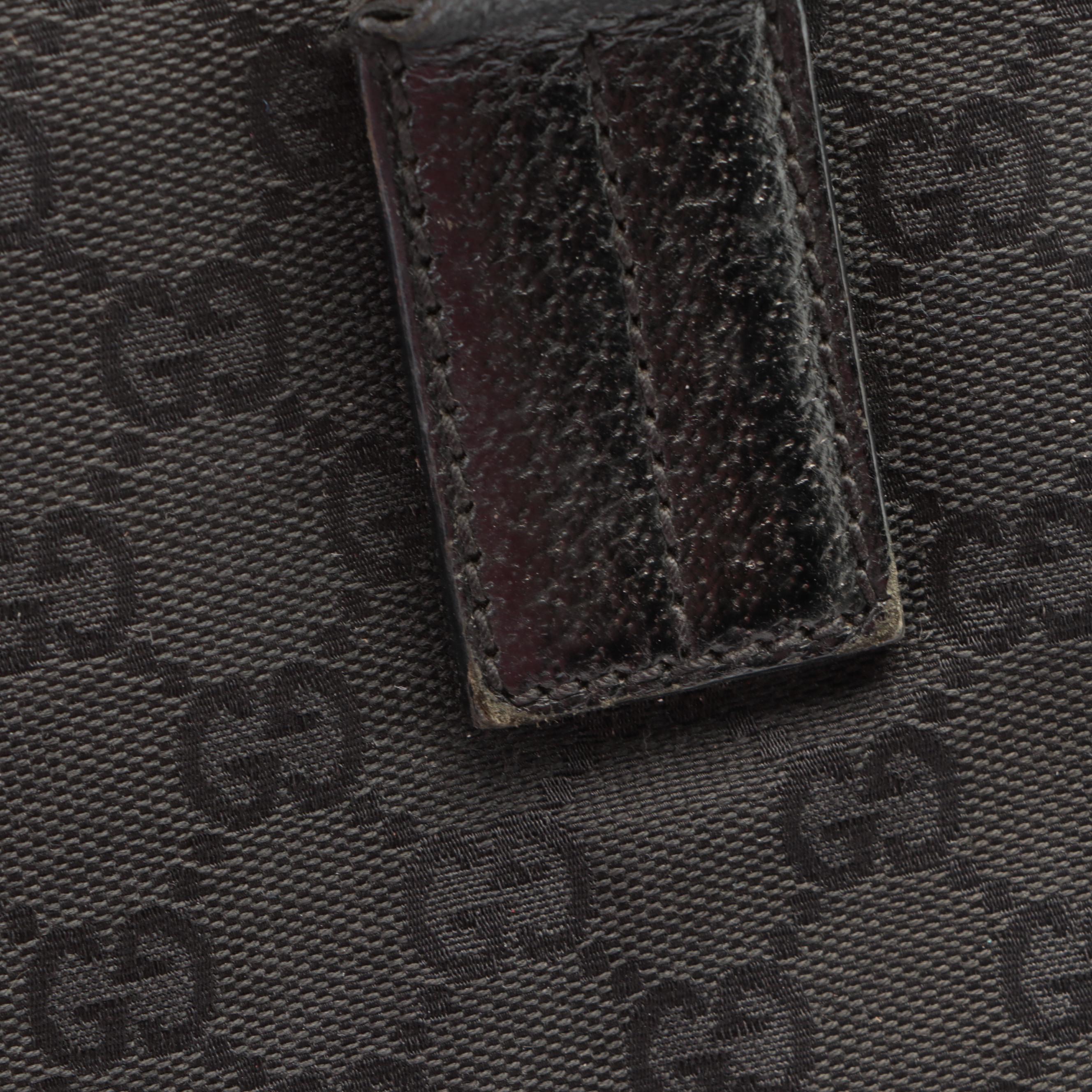 Gucci O-Ring Tote in Black GG Canvas with Leather Trim